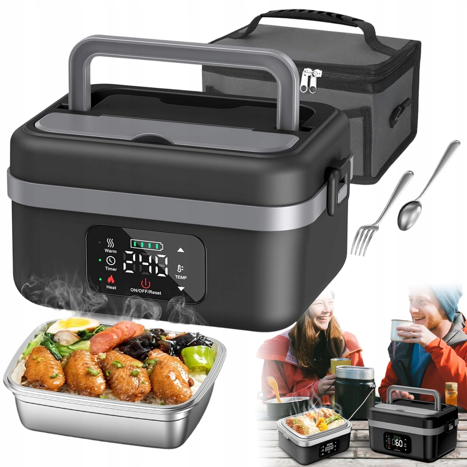 Elektryczny Lunch Box Z Powerbankiem Podgrzewacz Posiłków Na Budowę