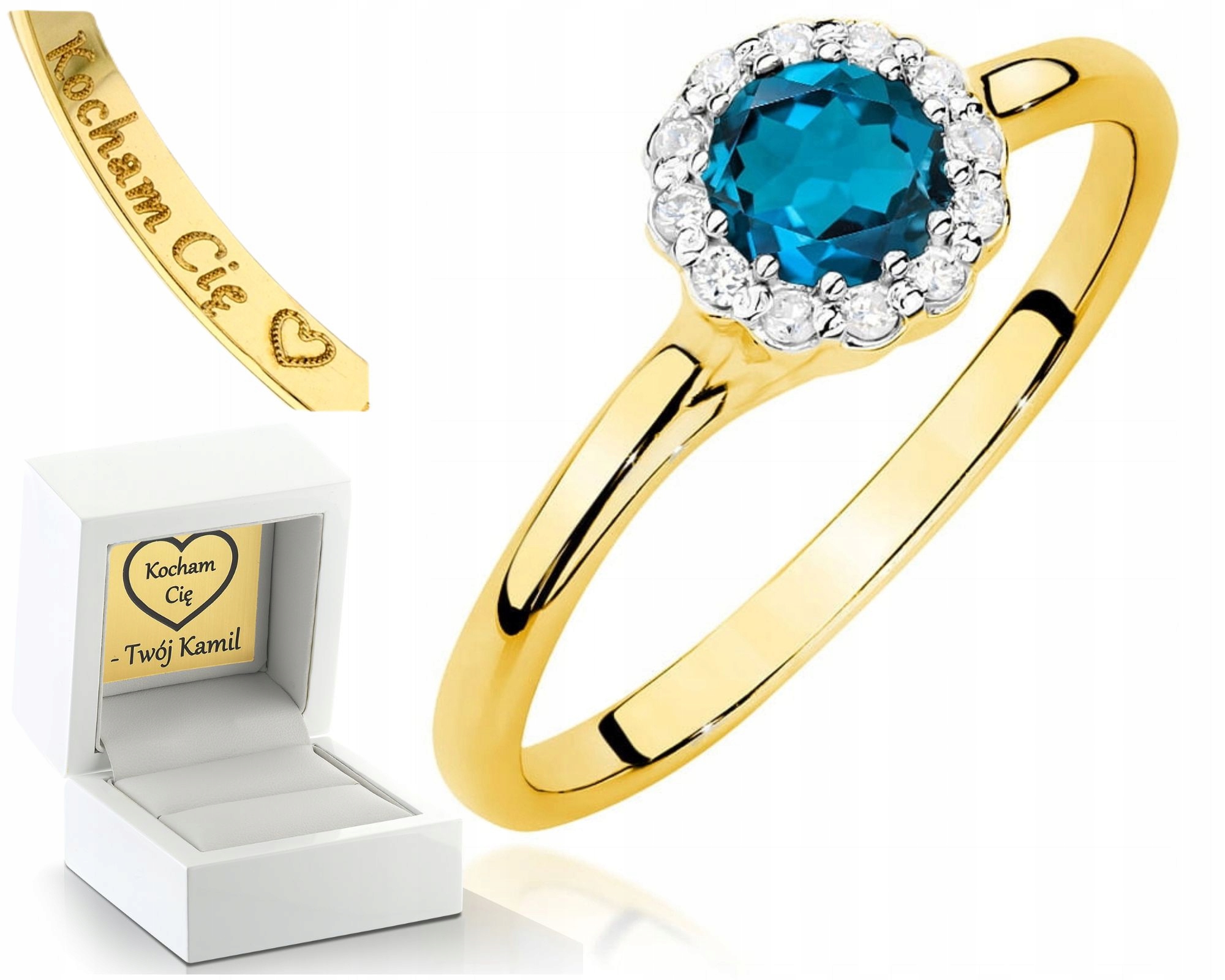 Zlatý Prstýnek S Topazem London Blue Žluté Zlato 585 Dárek