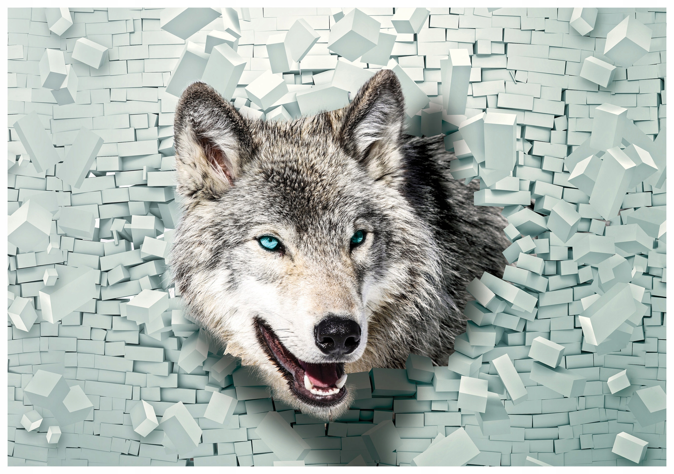 Fototapeta vlies Vlk cez tehly pohľad dravca 520x318 lepidlo