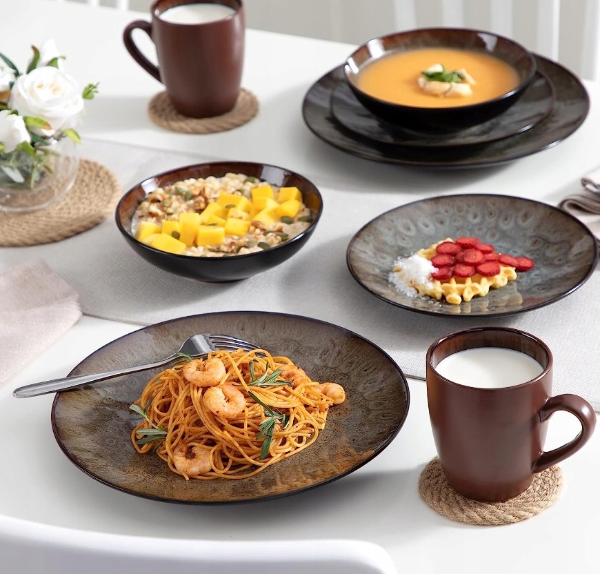 Zastawa obiadowa Vancasso boho kamionka brąz 16el dla 4 osób Liczba osób 8