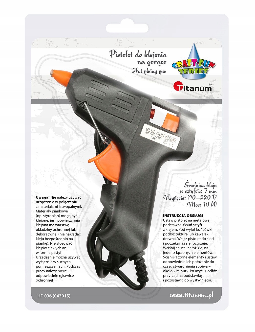 

Pistolet do kleju na gorąco +2 laski kleju Titanum