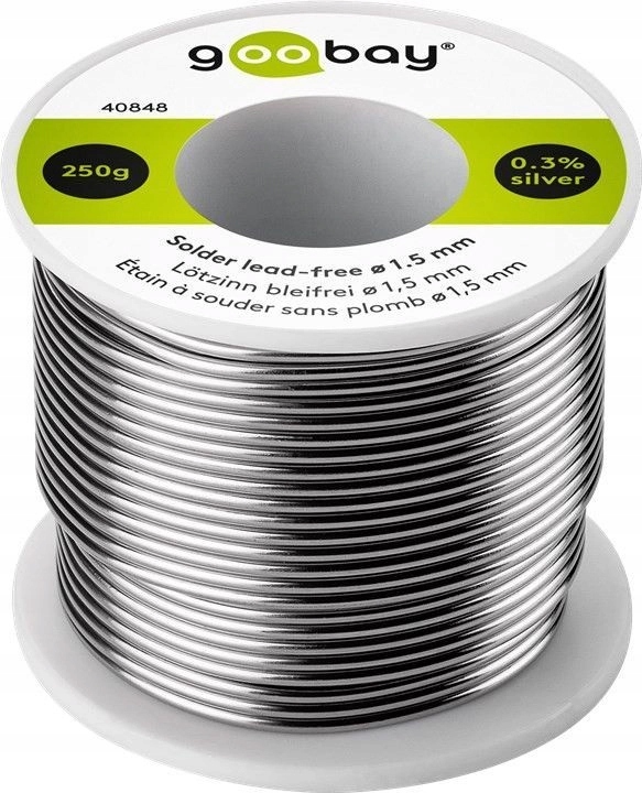 Bezolovnatý spájkovací cín Striebro Meď Goobay 1.5 mm 250 g rolka