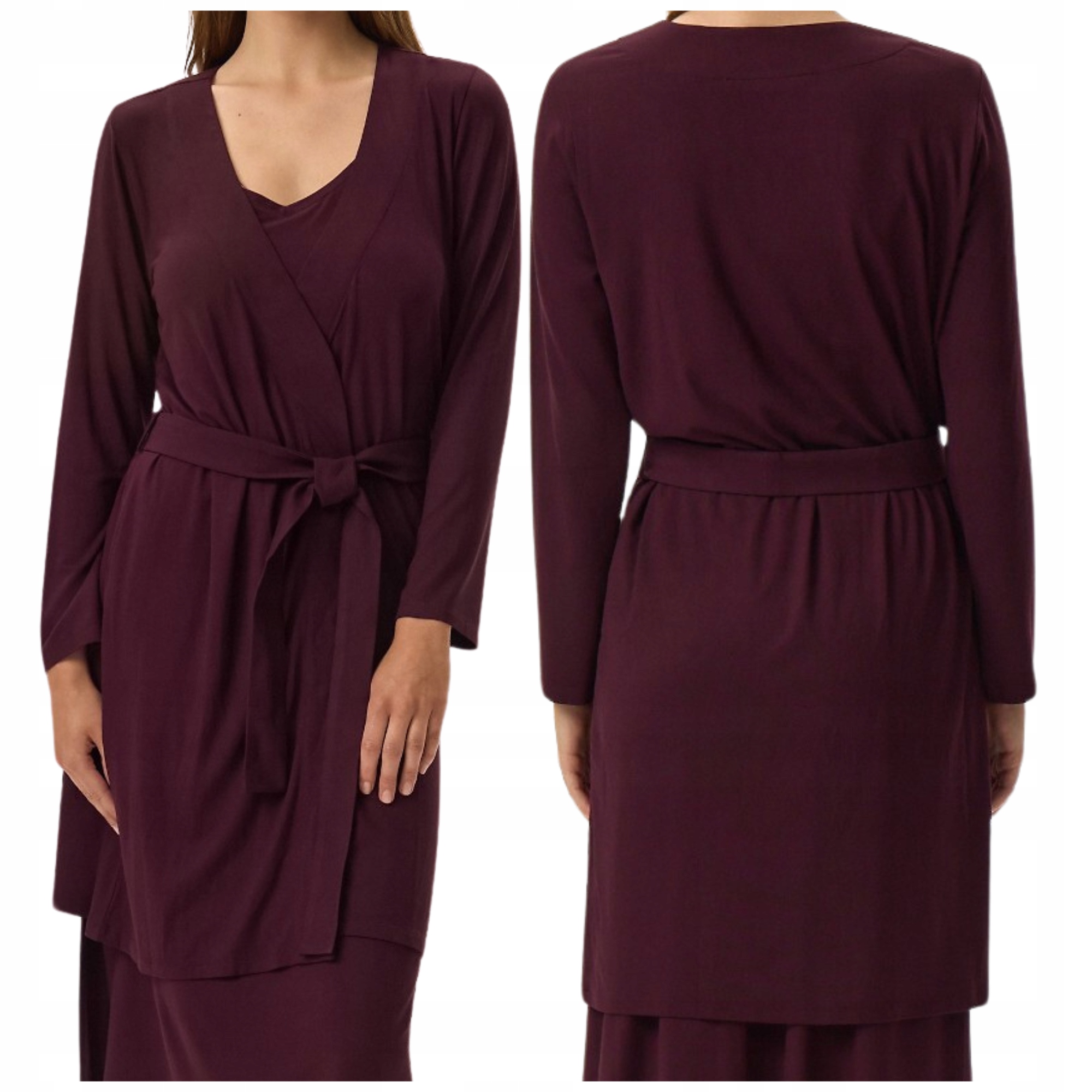 Dámský župan ke kolenům pohodlný hladký Henderson 41871 Fleur bordový L/XL