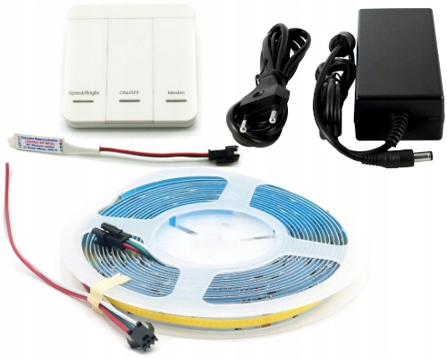 Sada 5 m Led Páska Cob 6500K 24V Digitální tekoucí Vlnový Efekt Ovladač
