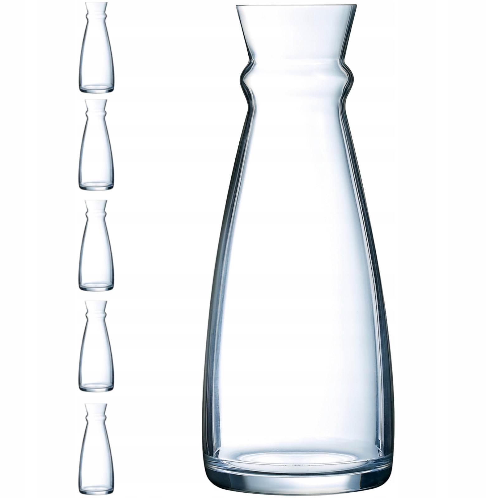 Karafa na víno, sklenená kanvica na víno, vodu a nápoje Arcoroc Fluid 1 l, sada 6 ks