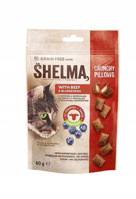 9X Shelma bezobilná pochoutka pamlsek pro kočky s a borůvkou 60 g