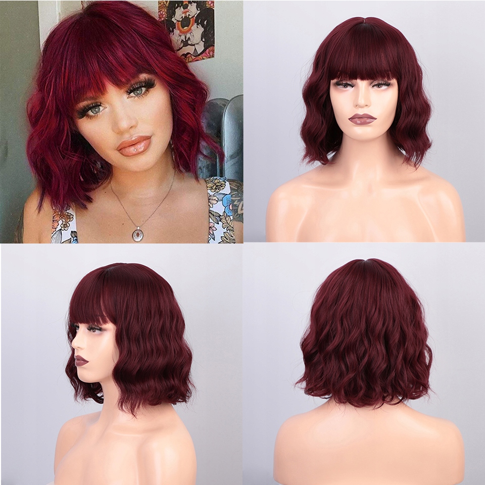 Rubínově červená mikádo paruka Tamara s ofinou