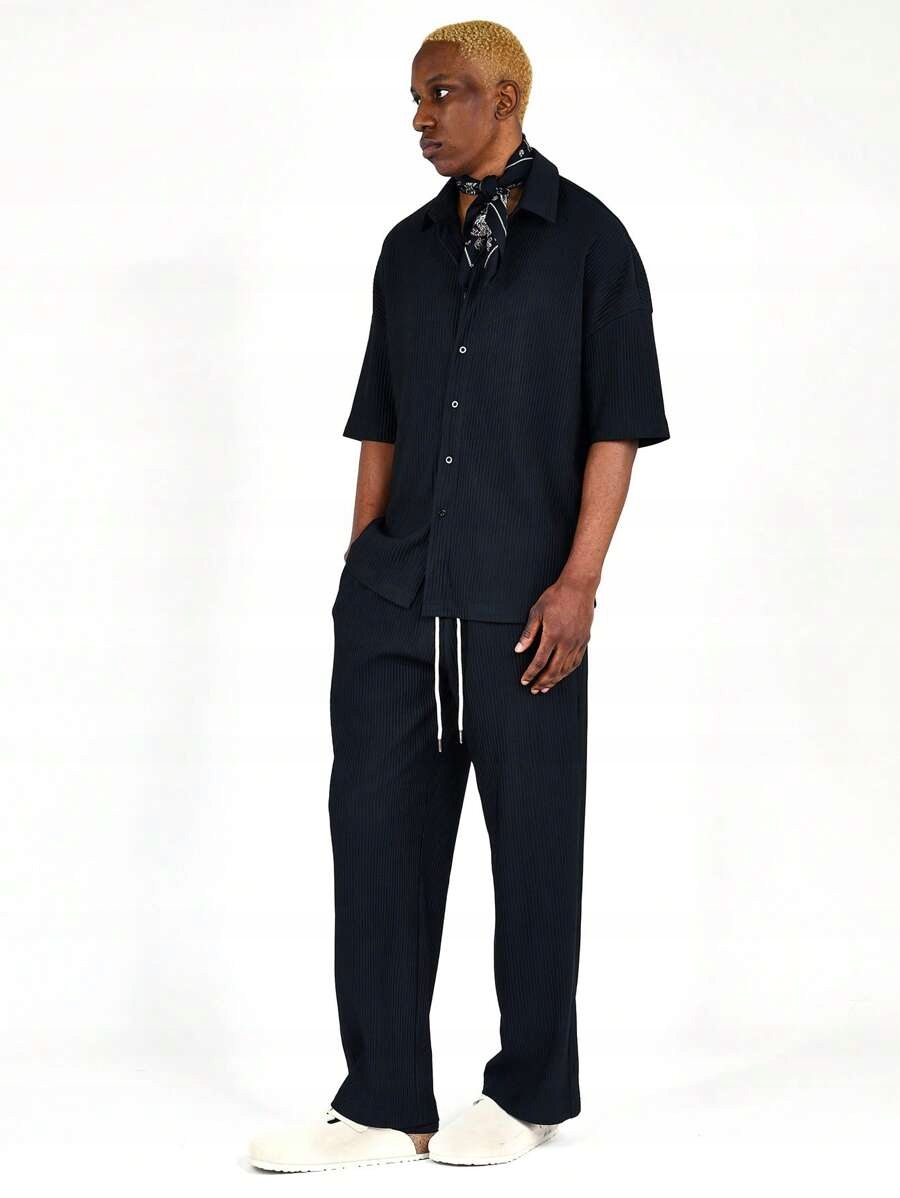 Pánský Letní Set Pruhované Černé Košile S Kalhotami Sumwon M