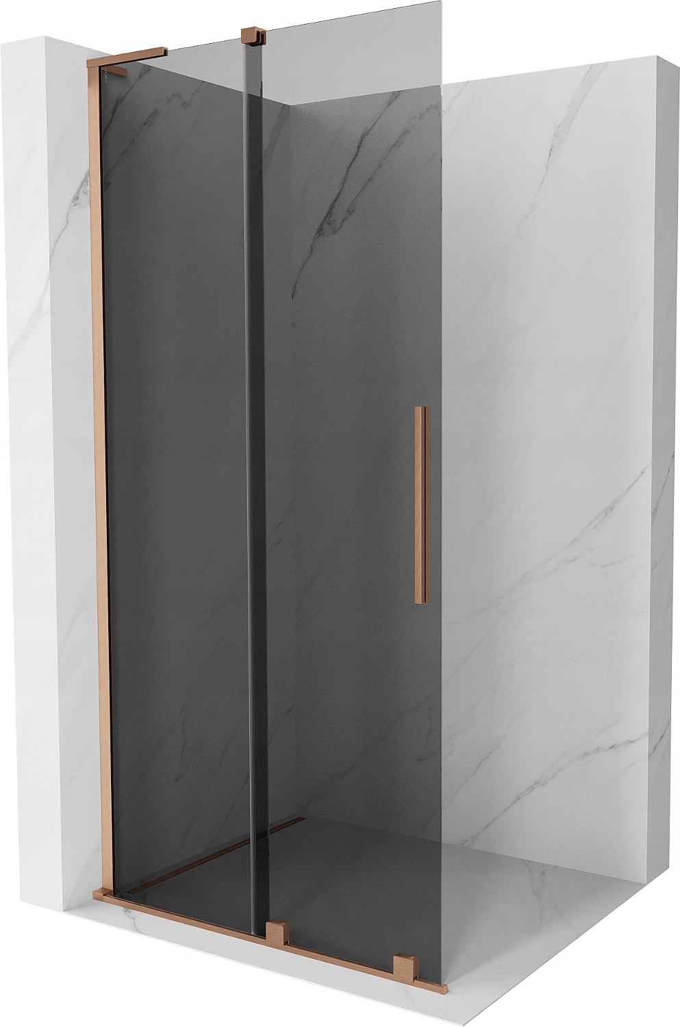 Mexen Velar L Ścianka Prysznicowa Walk-in 110X200 Grafit Miedź Szczotkowana