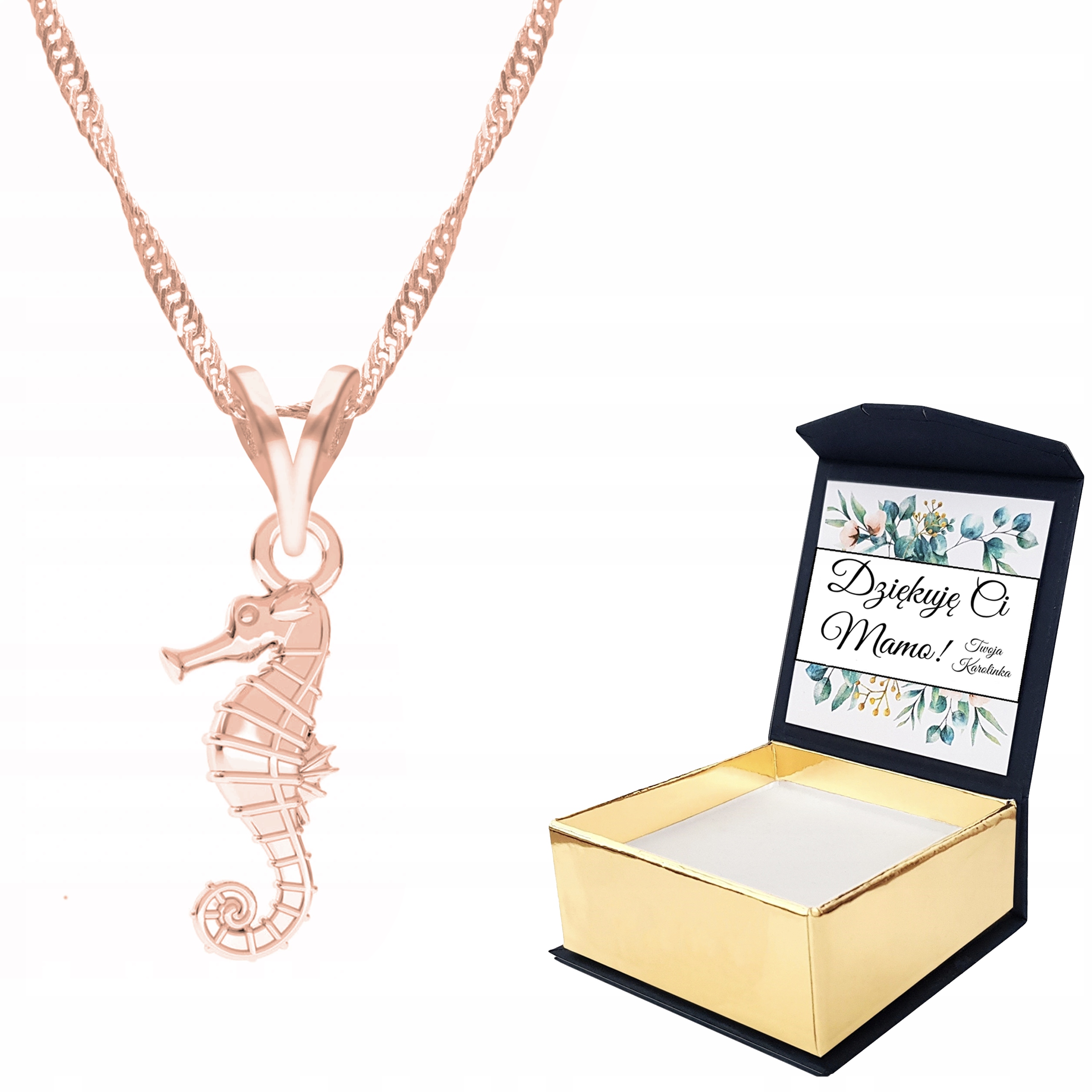 Náhrdelník růžové zlato mořský koník Vlastní Potisk