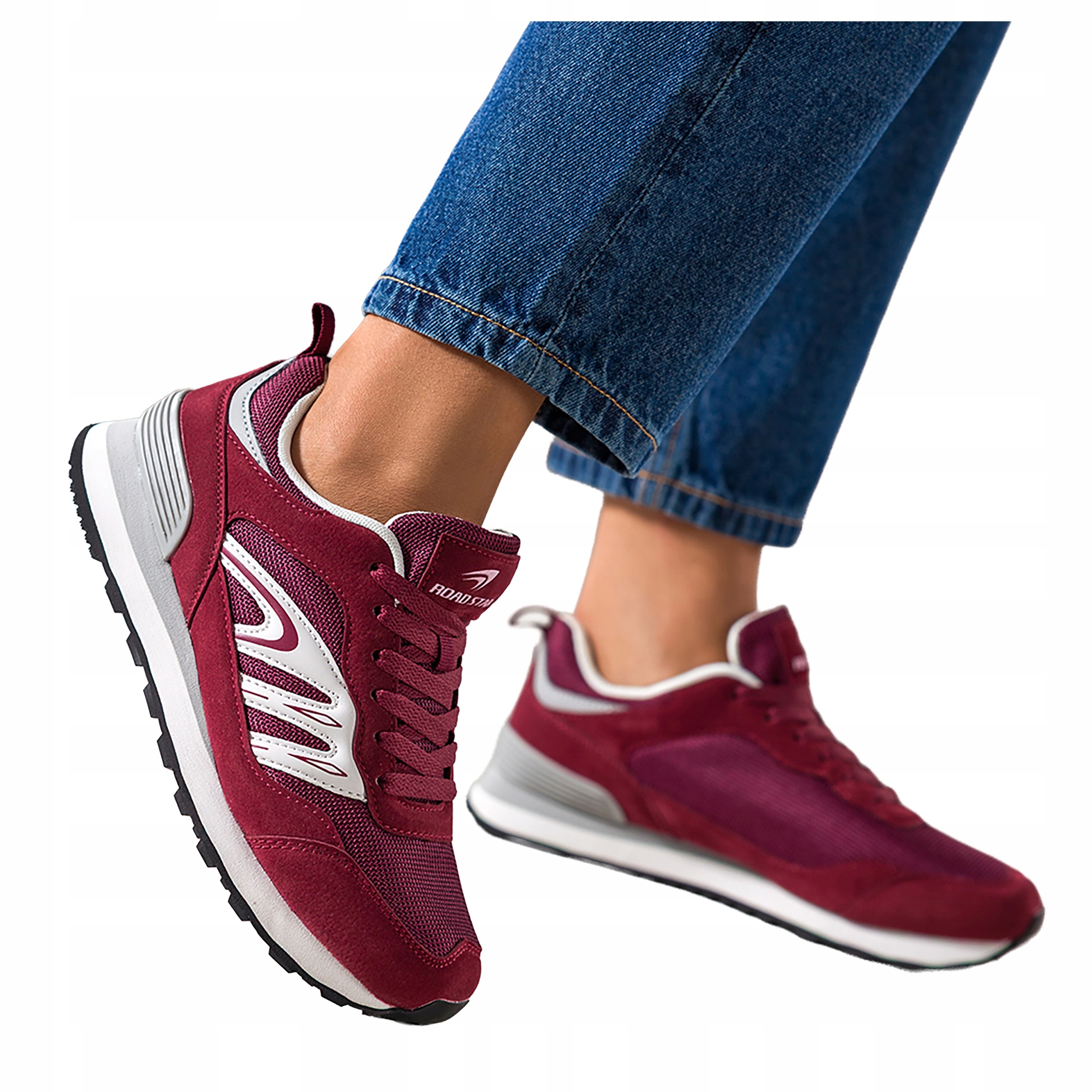 Dámské sportovní tenisky Bordové s drážkovanými šněrovacími podešvemi Módní velikost 36