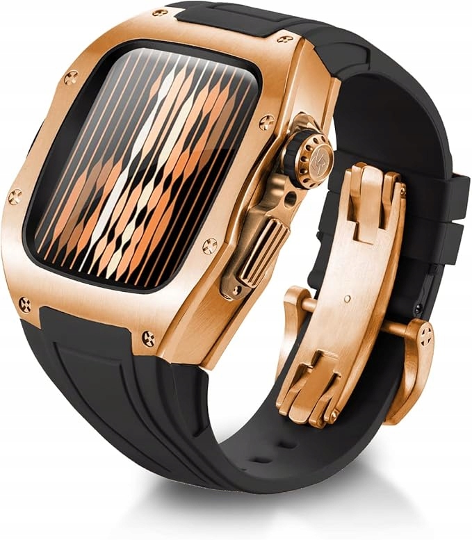 Ryueuya metalowa obudowa z paskiem do Apple Watch 9, 8, 7, 6 i Se 44/45 mm