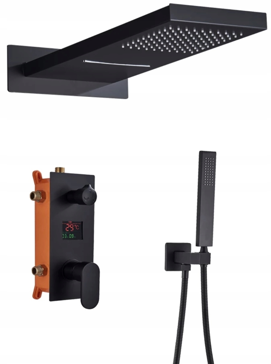 

Kran Bateria Prysznicowa Termostat LCD Czarny Mat!