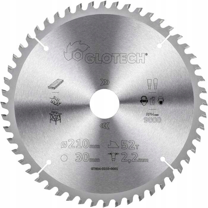 PIŁA TARCZOWA DO PŁYTY OSB DREWNOPOCHODNE 210mmx30mmx2,2mm 52zęby GLOTECH