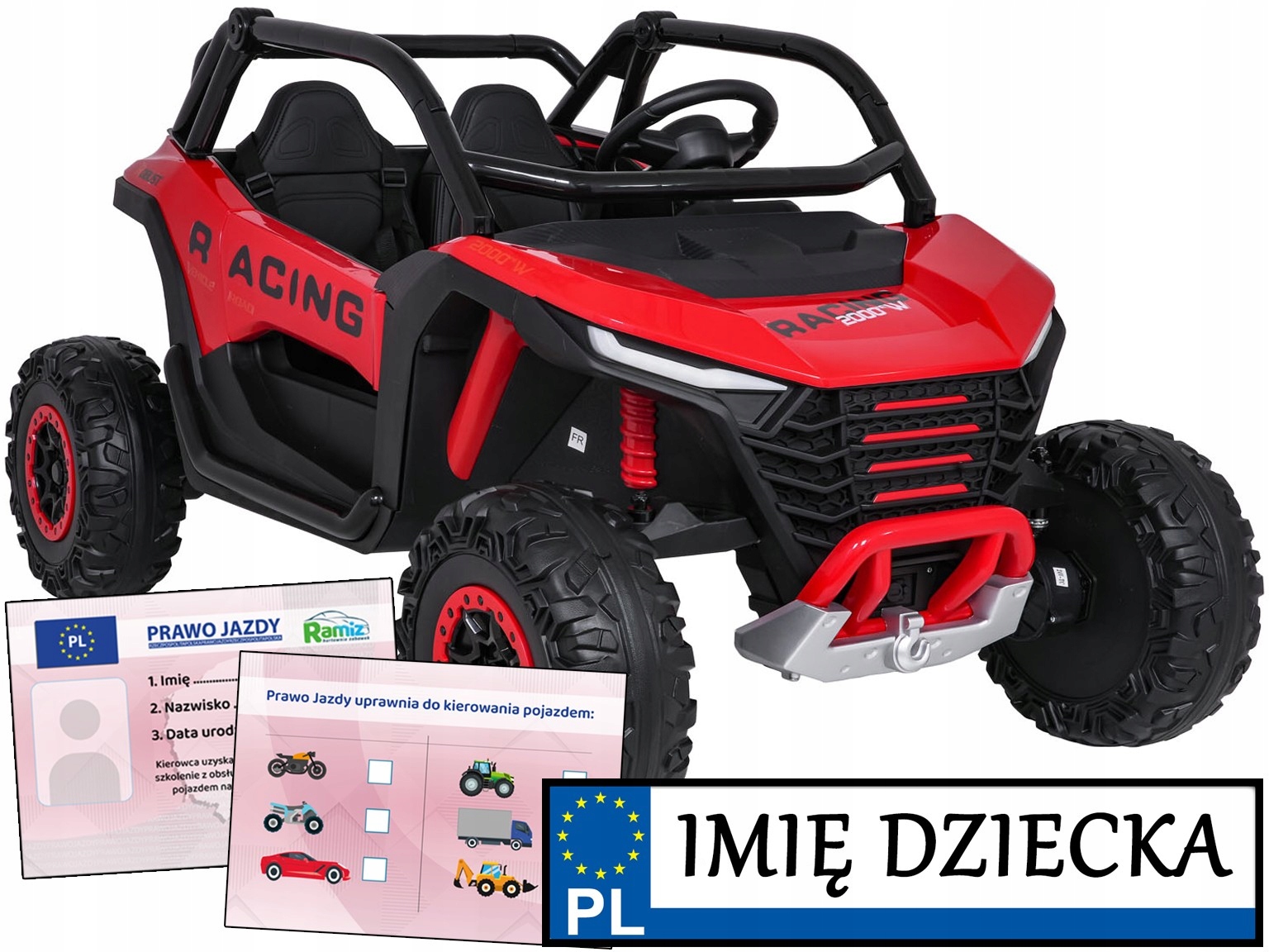 auto na akumulator dla dzieci Racing Road 2000 napęd 4x4 prawo jazdy