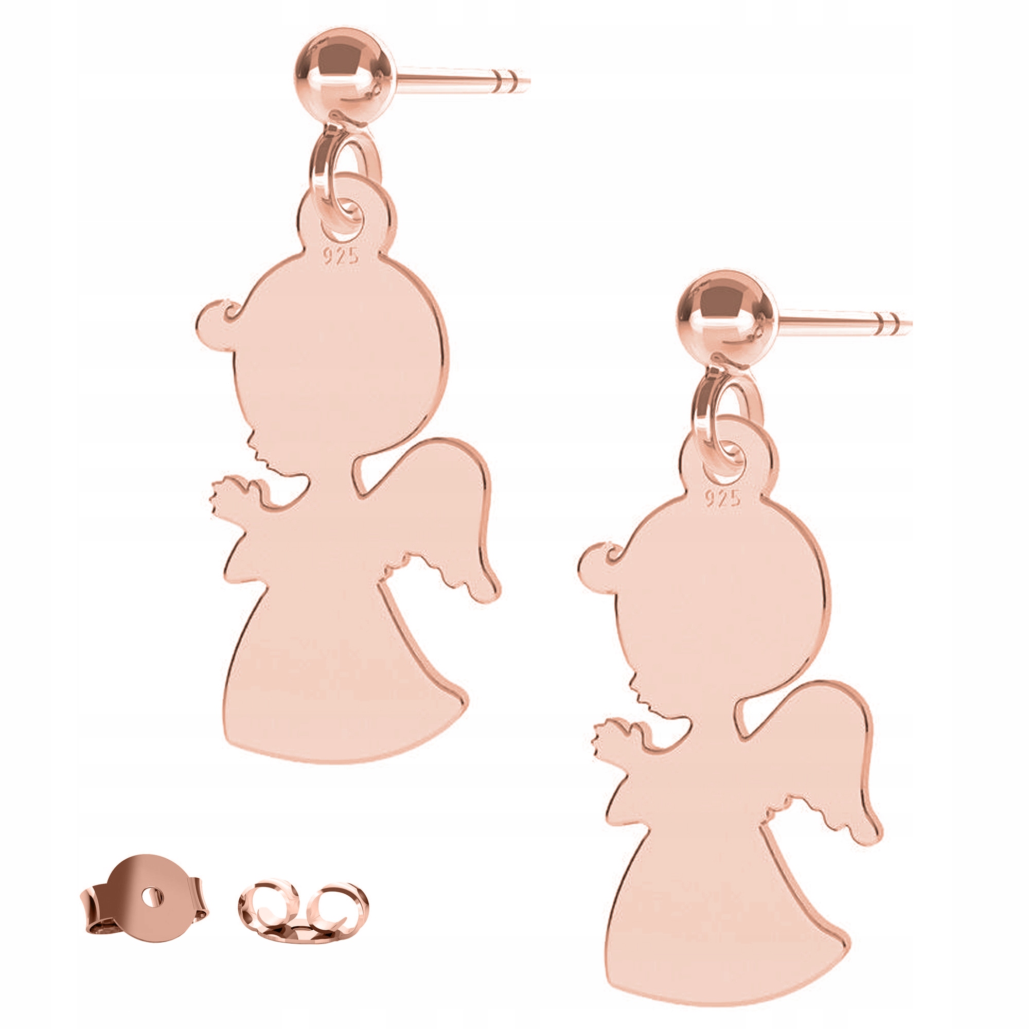 Náušnice Anděl Chlapec růžové zlato 925
