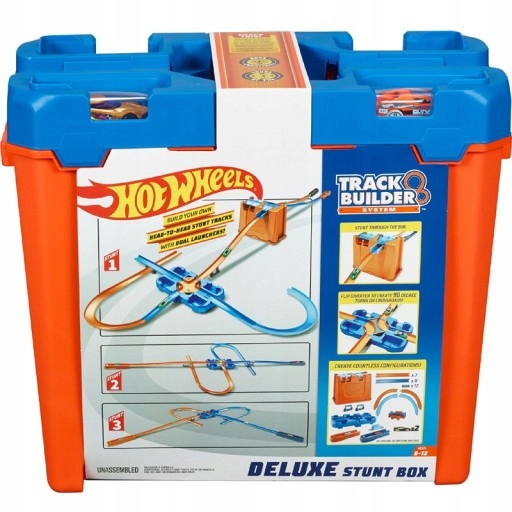 Hot Wheels Track Builder Deluxe Stunt Zestaw Kaskaderski Tory+ 2 Autka Box