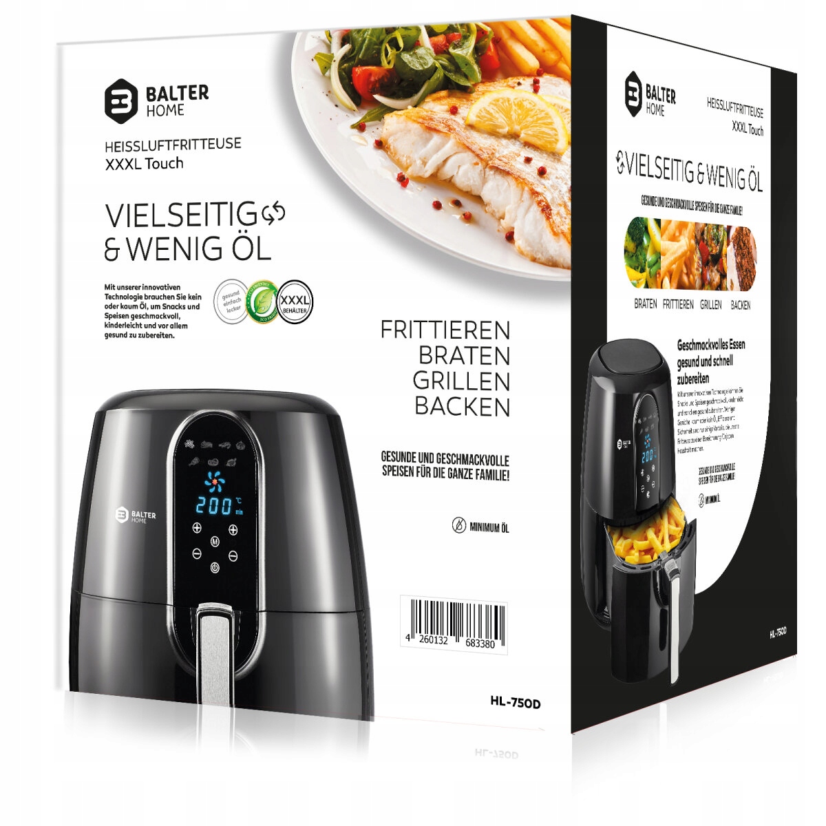 FRYTKOWNICA BEZTŁUSZCZOWA BALTER HOME 6,2L 7 PROGRAMÓW 2000W Model HL-750D