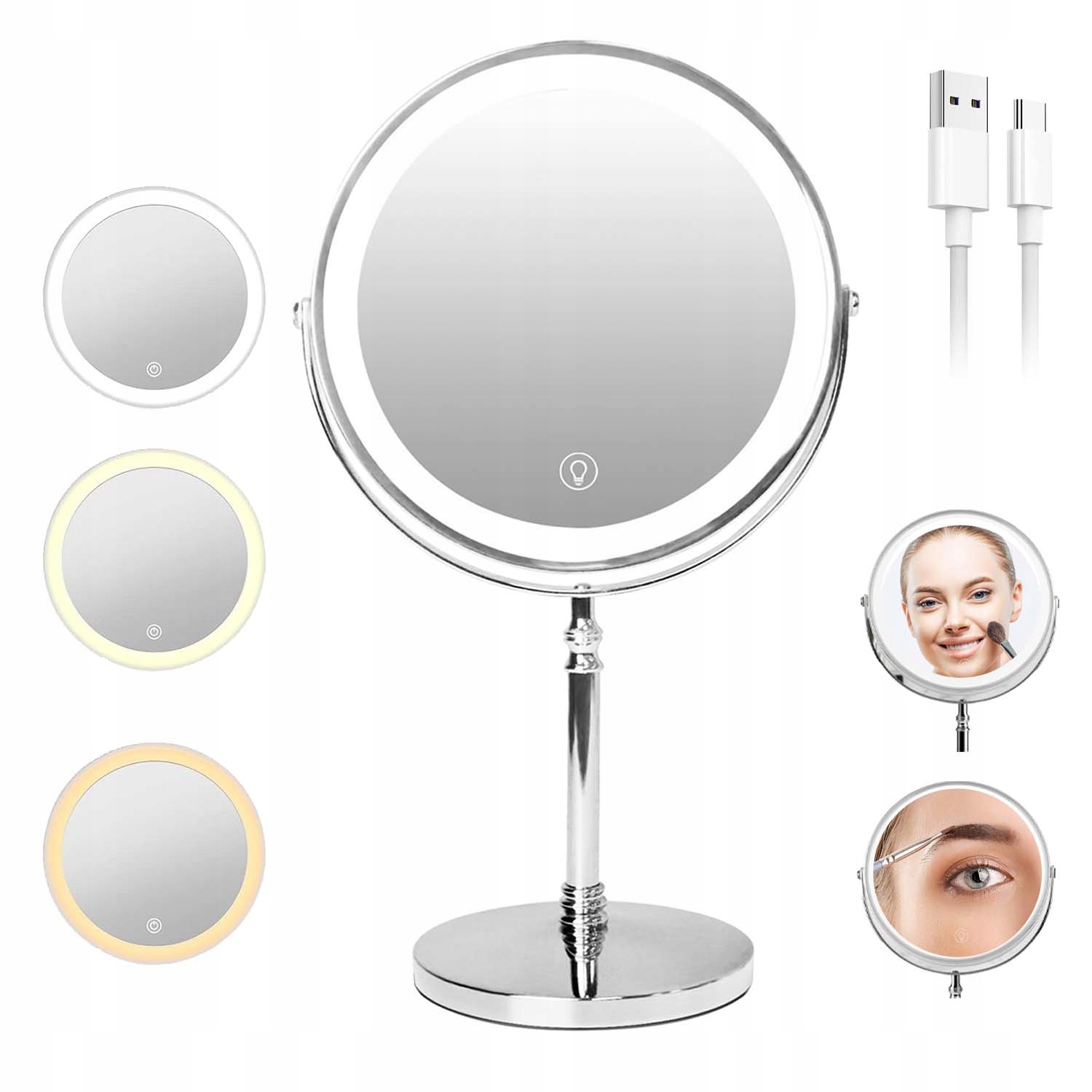 Led Kosmetické Zrcátko Na Líčení Otočné, Zvětšovací, Oboustranné