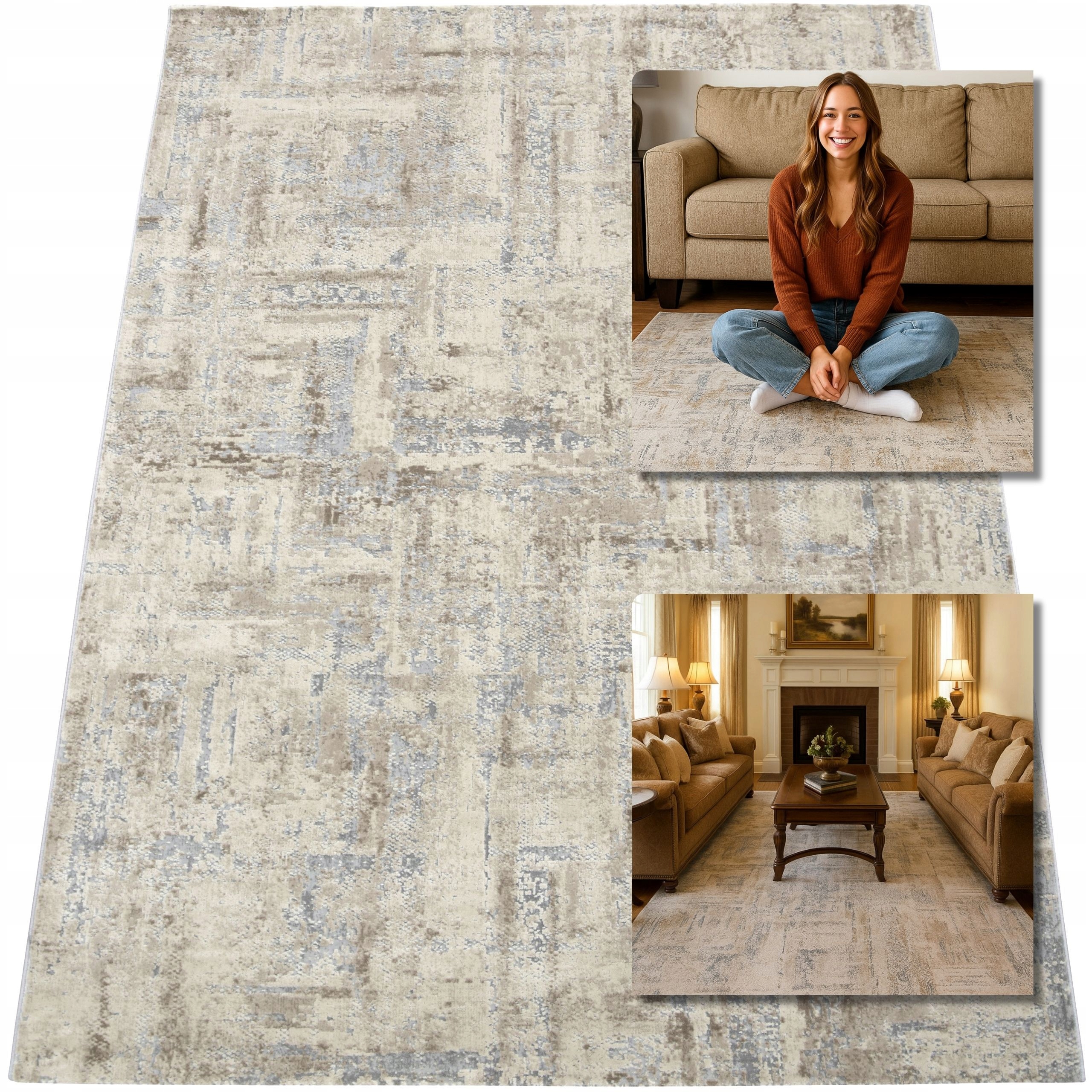 Koberec 80x150 cm Béžový Šedý Valencia Koberce Do Obývacího Pokoje Glamour Boho