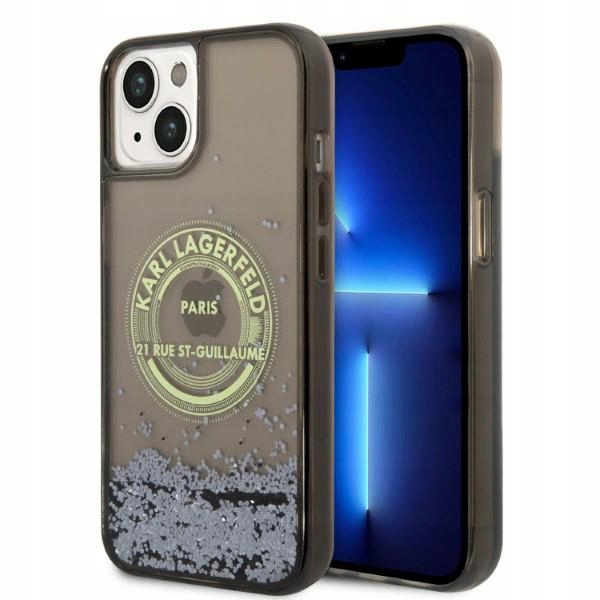 Etui Karl Lagerfeld do iPhone 14 6,1" czarny/black hardcase Liquid Glitter