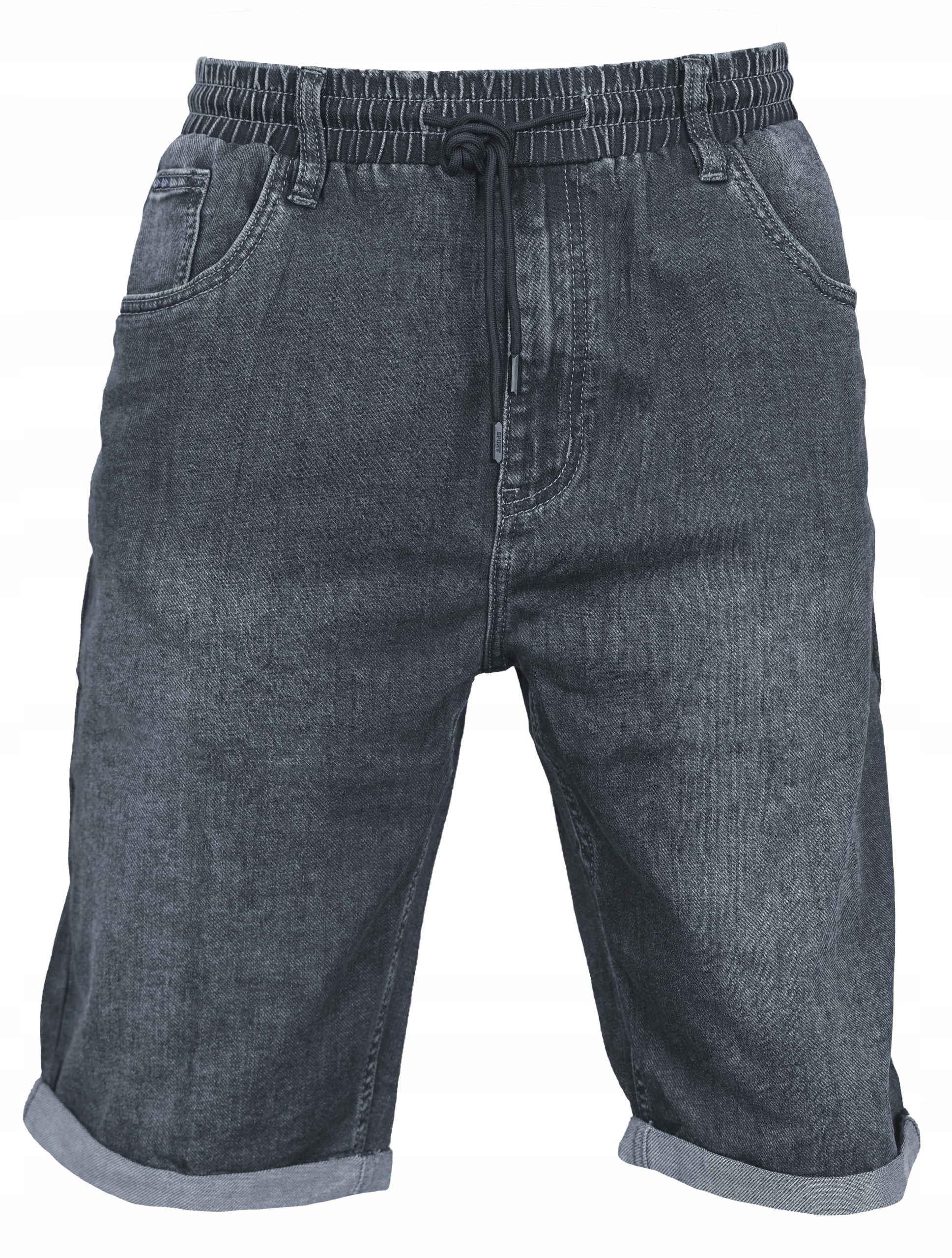 Krótkie spodenki męskie jeansowe na lato szorty dżins w gumkę za kolano W40