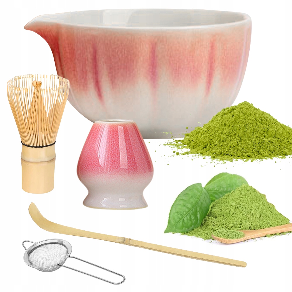 Levně Čajová Sada Matcha Keramická Bambusová Miska Šlehací Metla Dárek