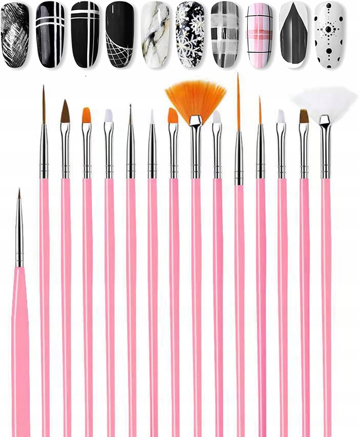 ZESTAW PĘDZLI PĘDZELKI DO ZDOBIENIA HYBRYD ŻELU OMBRE SONDA PĘDZEL 15 szt. Kod producenta BRAK