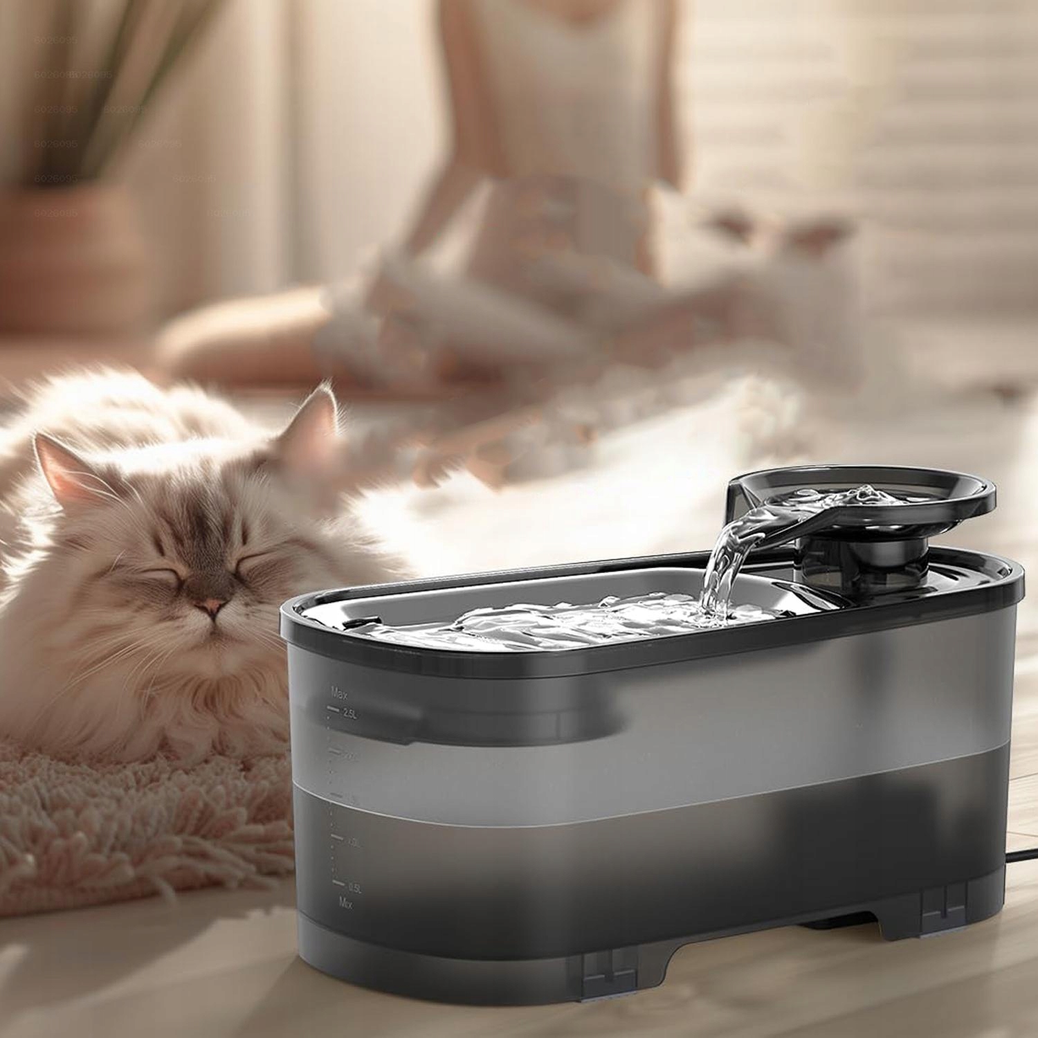 Levně Dávkovač vody pro kočky, tmavě šedý, s normálním čerpadlem a zástrčkou Eu