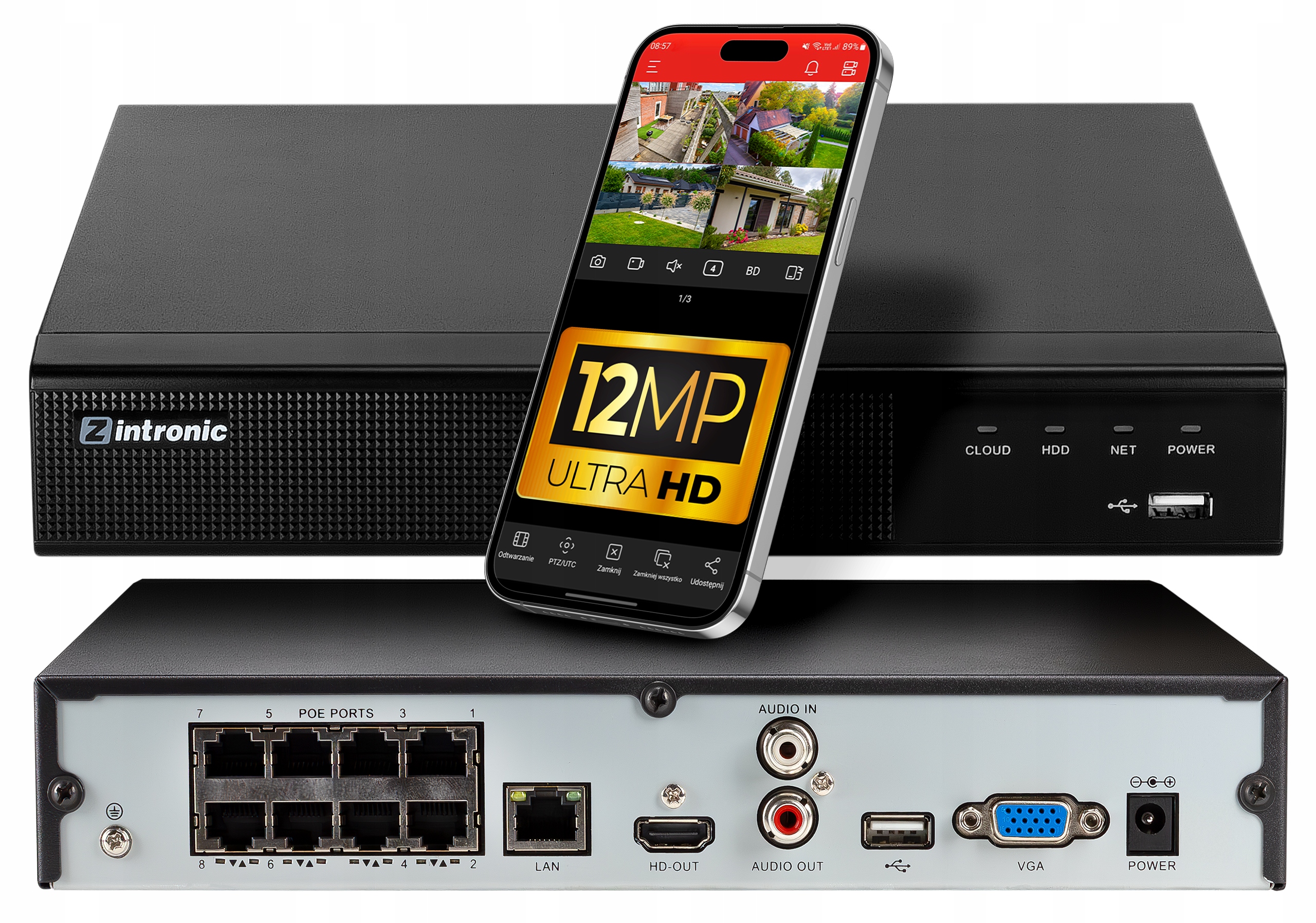 Rejestrator Do Monitoringu Sieciowy Nvr Ip 16 Kanałowy 8XPOE 12MPx Ultra 4K