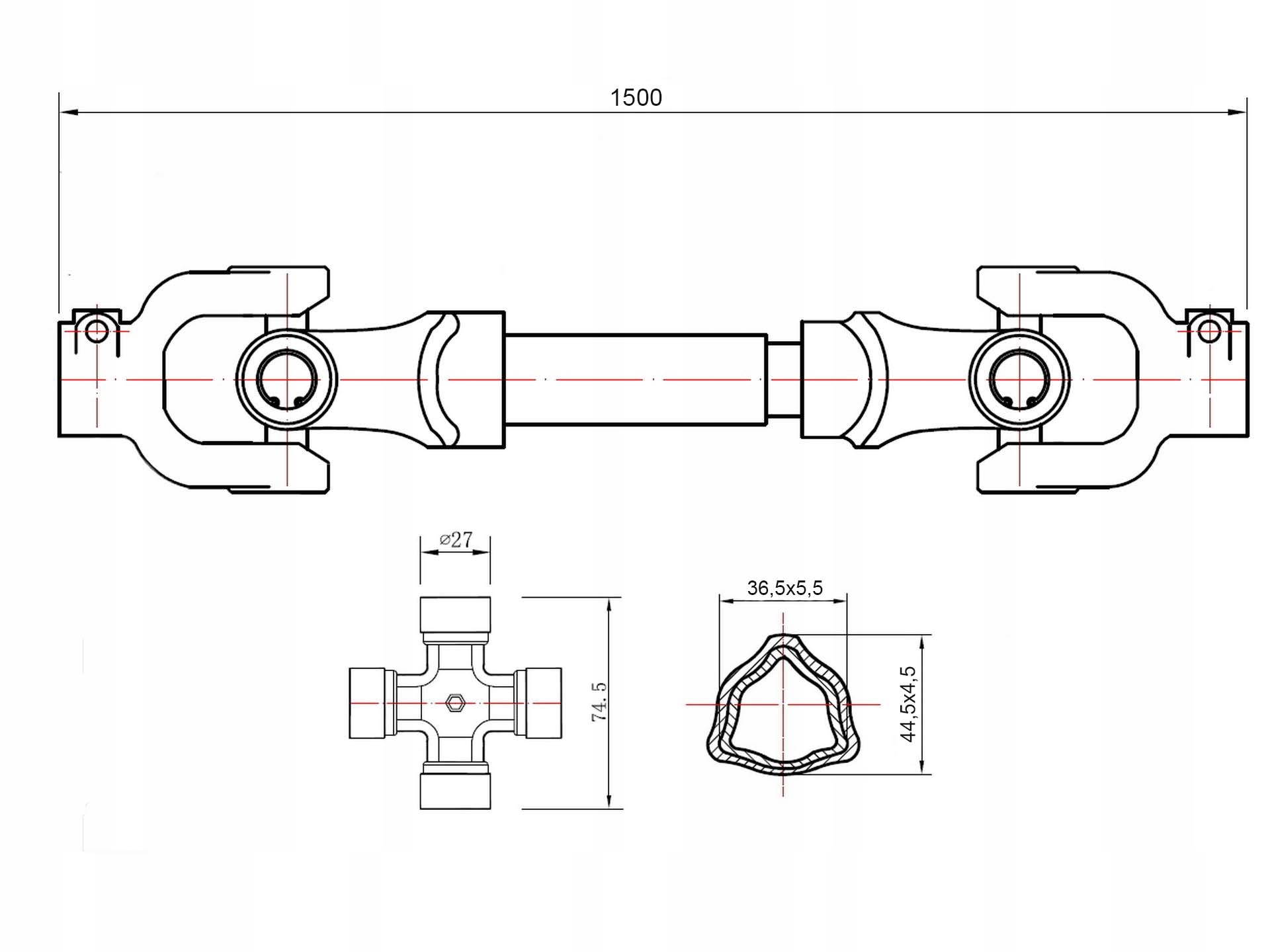 WAŁEK 150 cm PRZEKAŹNIKA MOCY WOM RURA DO CIĄGNIKA Numer katalogowy części KAT04985 RURA 150