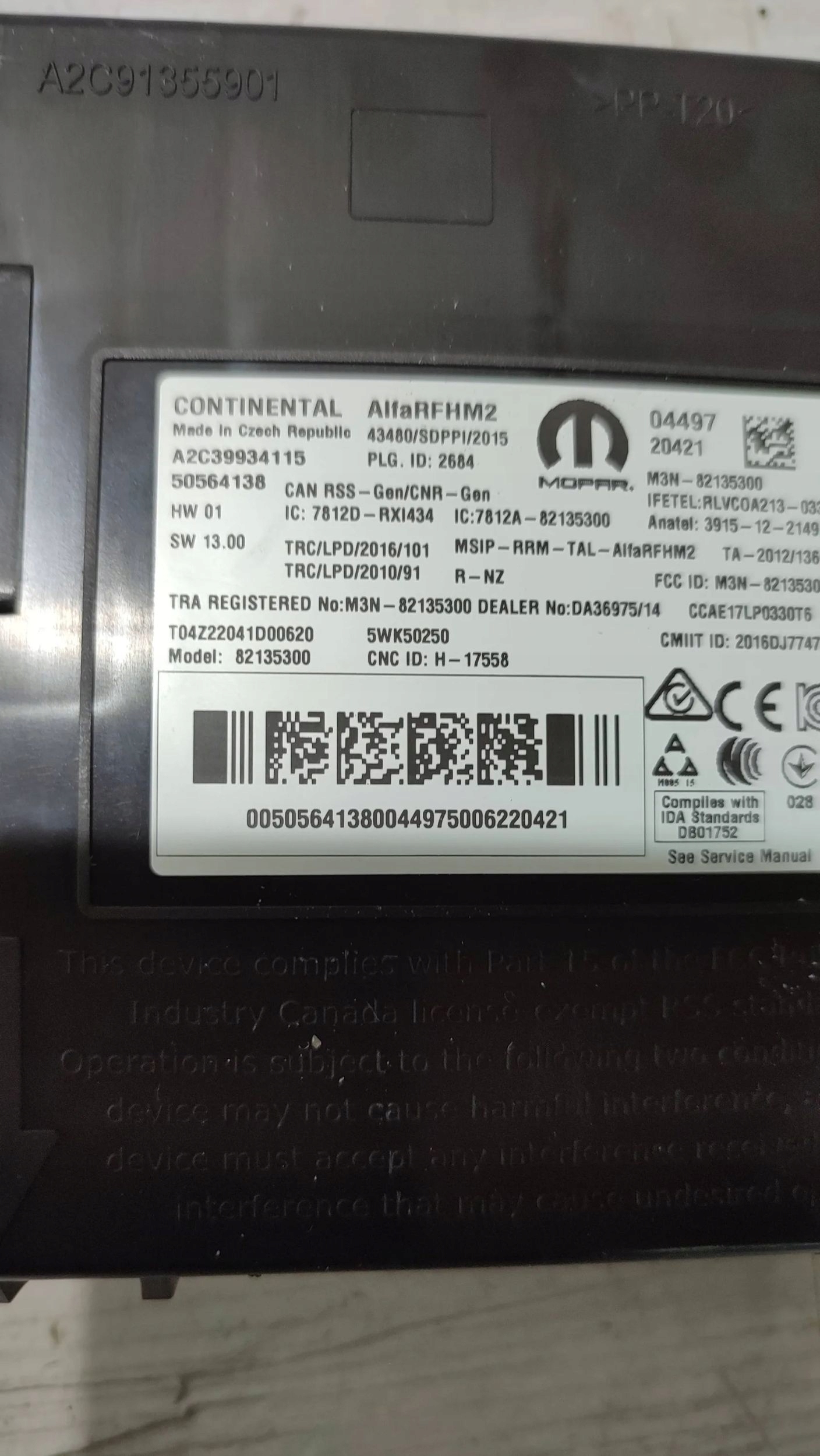 control unit Alfa Romeo Stelvio 5WK50250