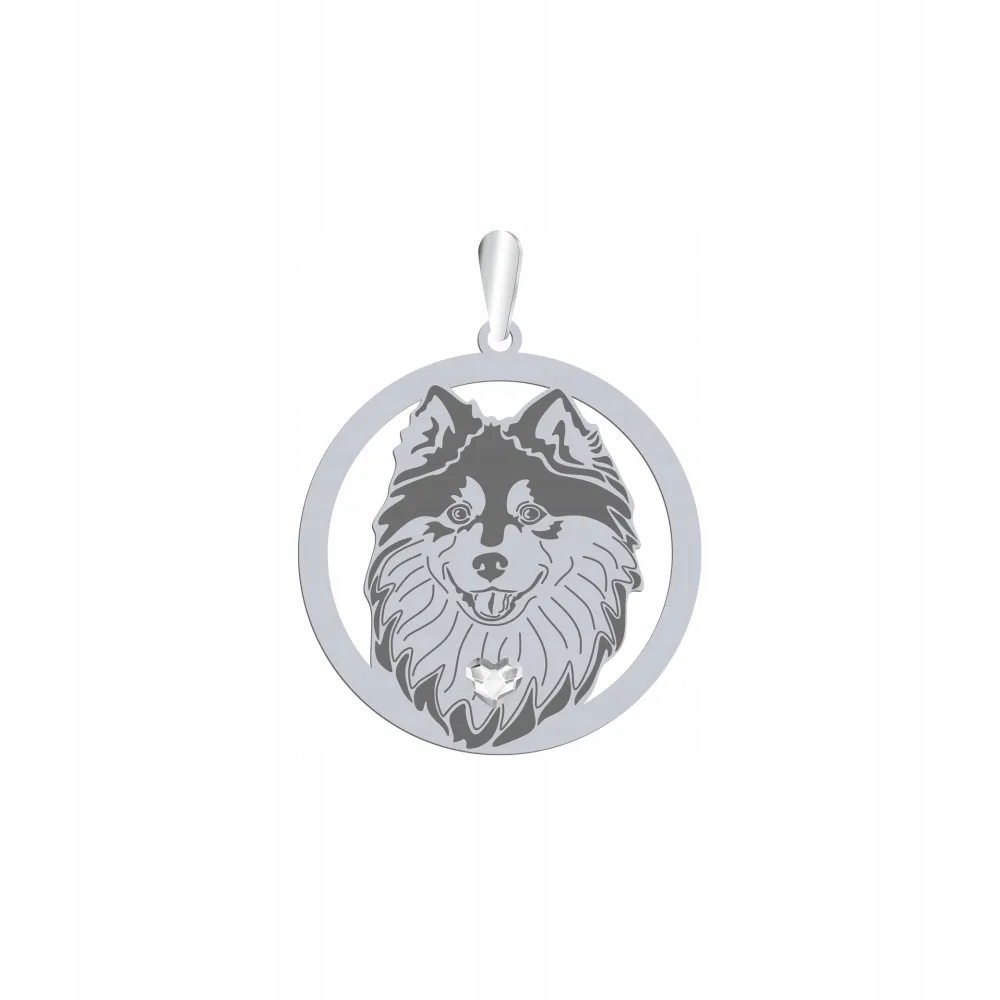 Stříbrný přívěsek s finským psem Lapphund 925 Žena Dárek Gravírování Bonus