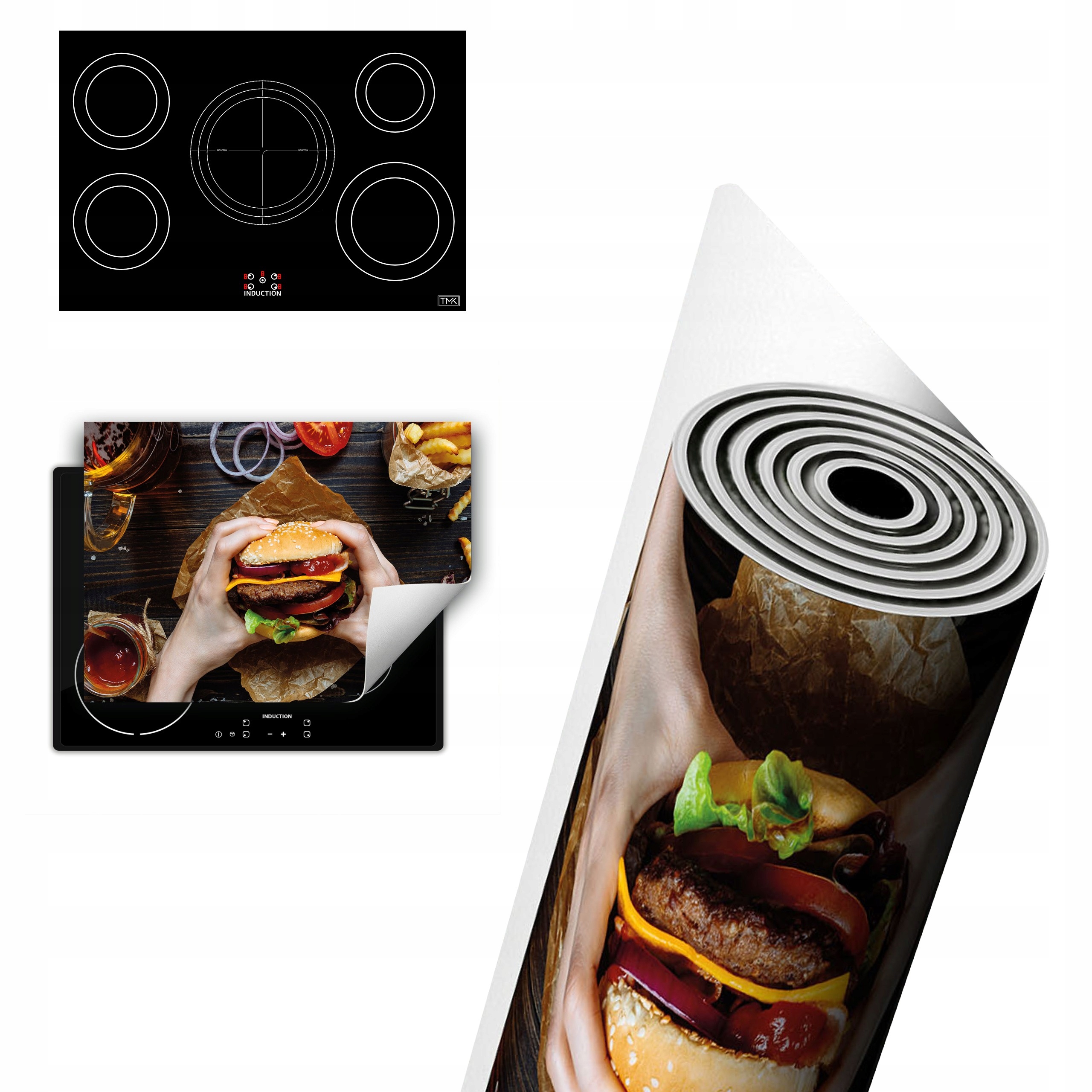 Vinylová Ochrana Na Indukci Deska 80x52 hamburger