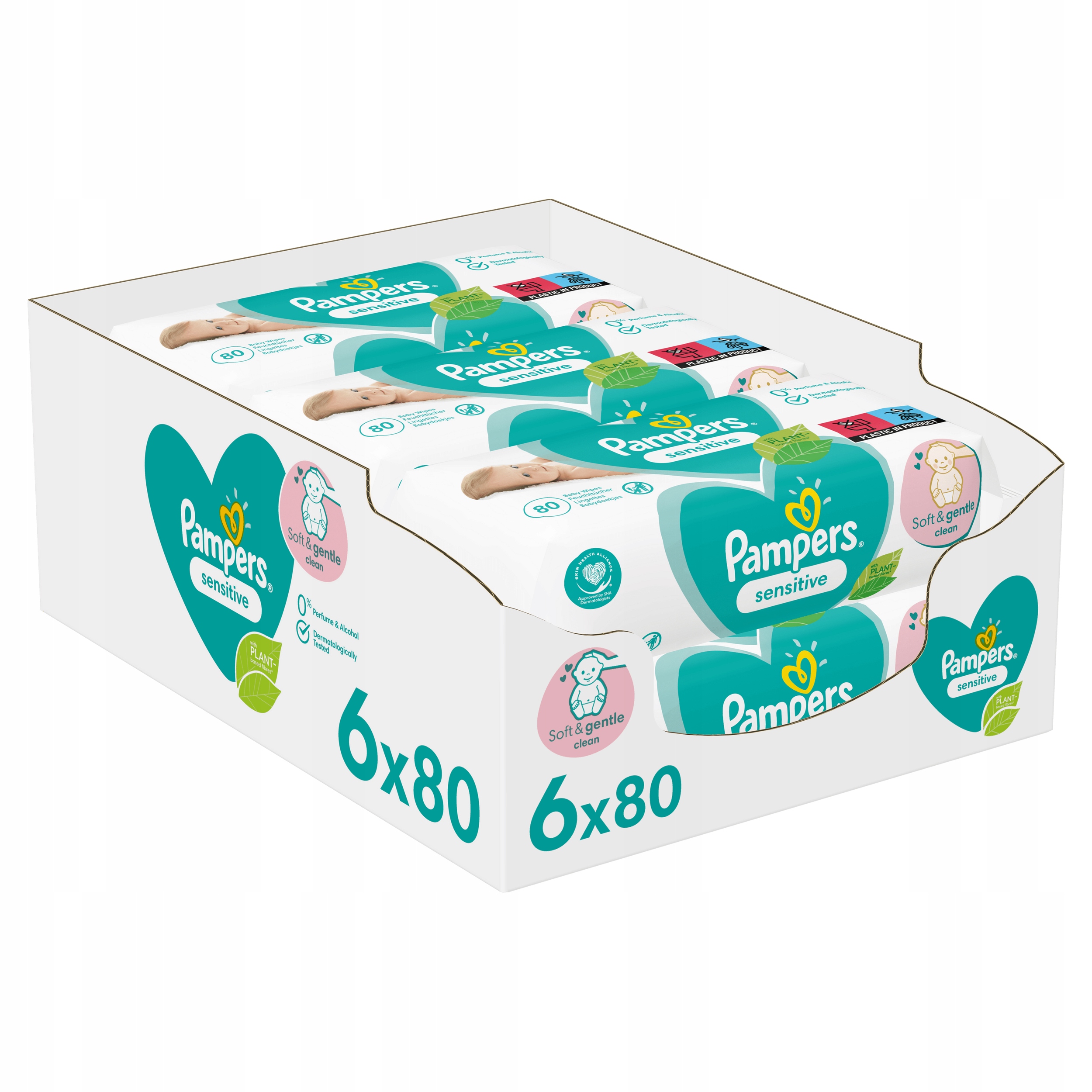 Pampers Chusteczki nawilżane sensitive 6x80 szt