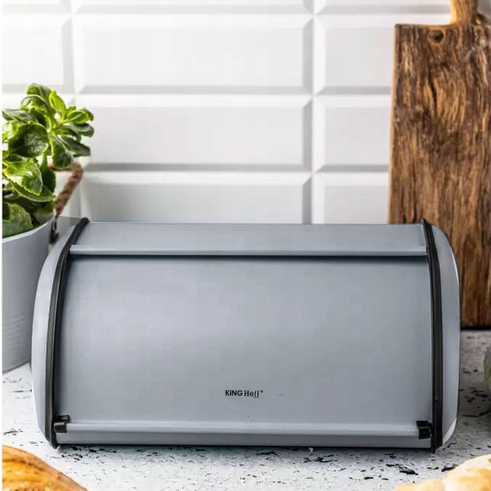 CHLEBAK POJEMNIK NA PIECZYWO STALOWY SZARY Materiał metal