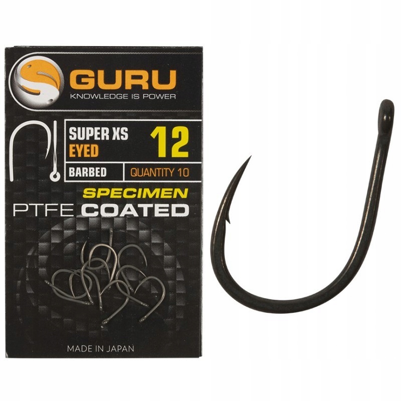 Guru Haczyki X-Strong Eyed Size 8 Barbed Ptfe coated