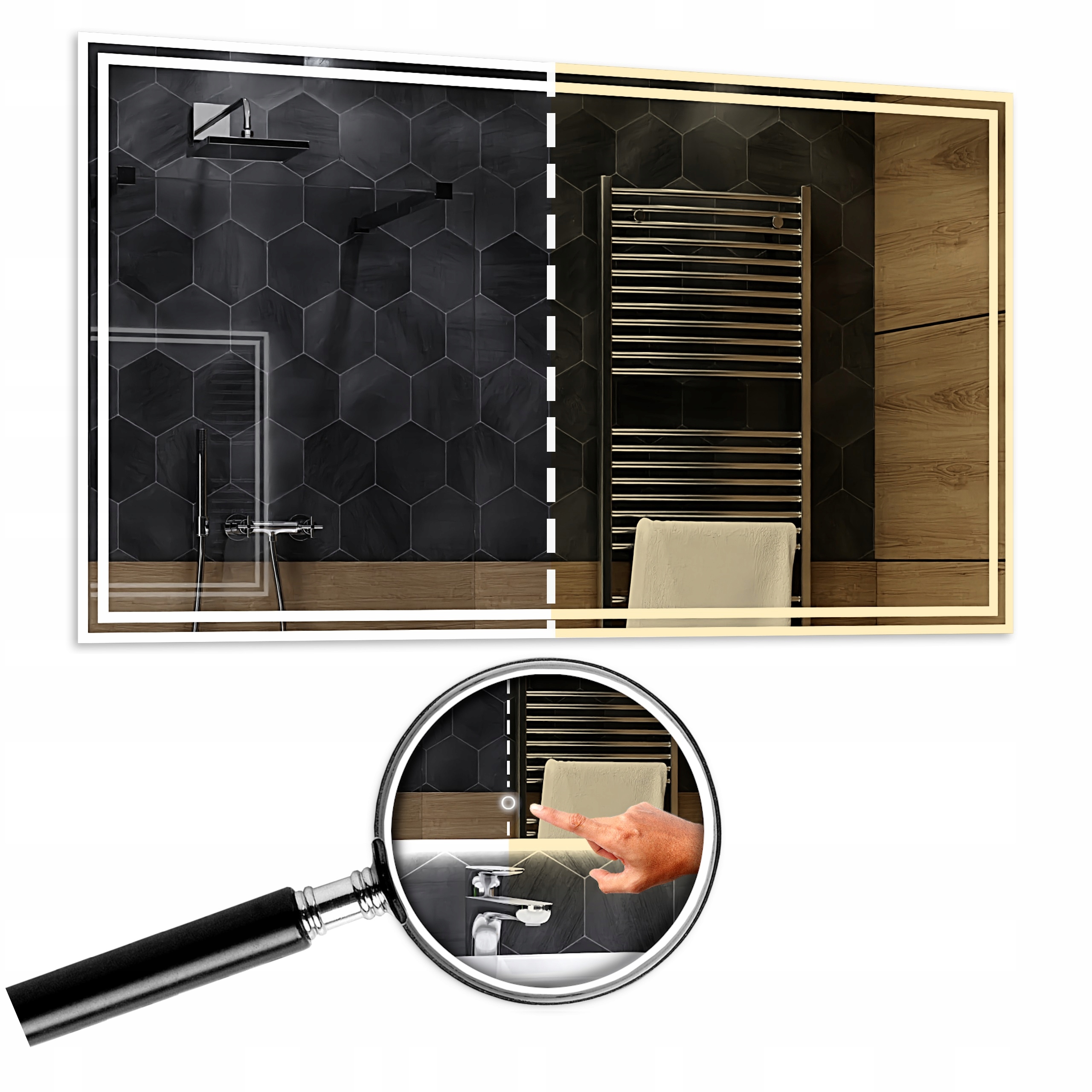 Zrcadlo s osvětlením Vídeň Dual Led 80x50 cm s dotykovým vypínačem