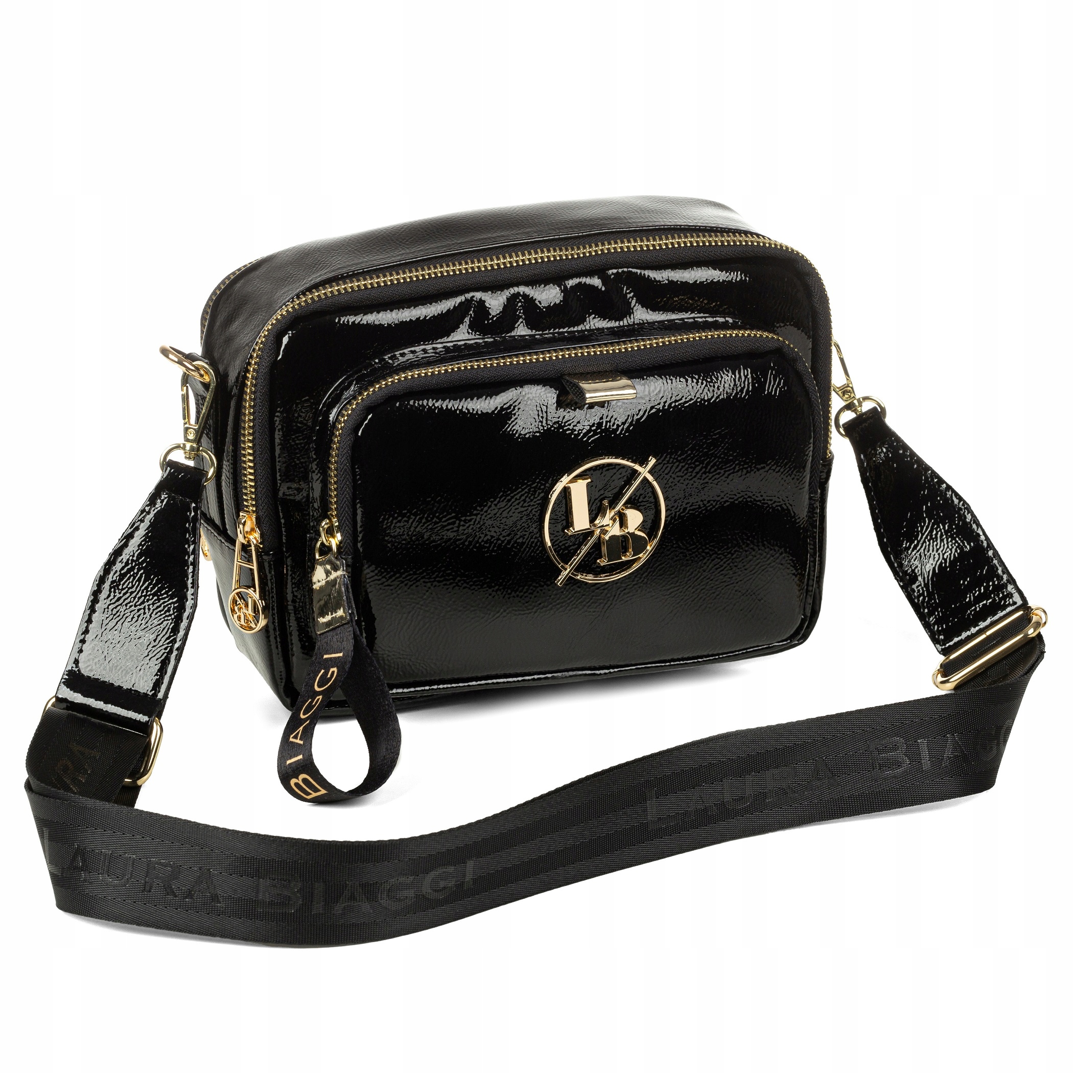 Kabelka Laura Biaggi Kabelka Přes Rameno Pásek Logo Černá