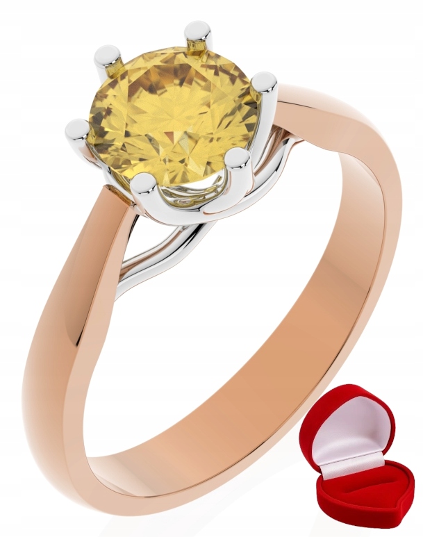 Zlatý Prstýnek 585 14k Safír 1 ct Růžové Zlato R13