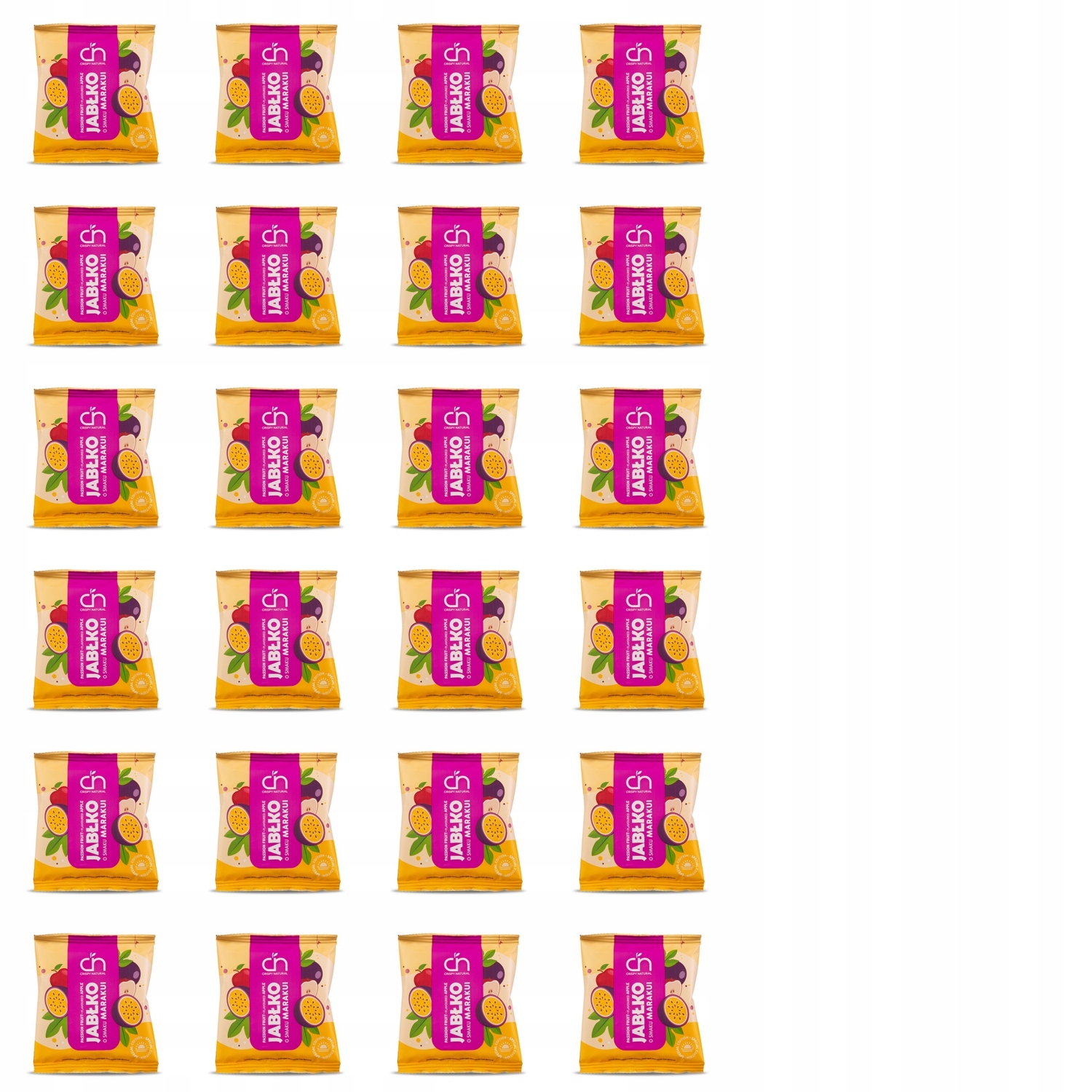 24x 18g Crispy natural jabłko suszone o smaku marakui Karton