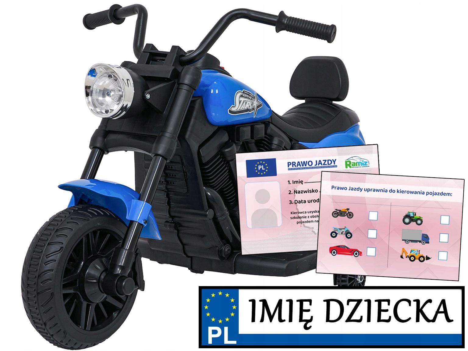 pierwszy motorek na akumulator dla dziecka Star kółka boczne