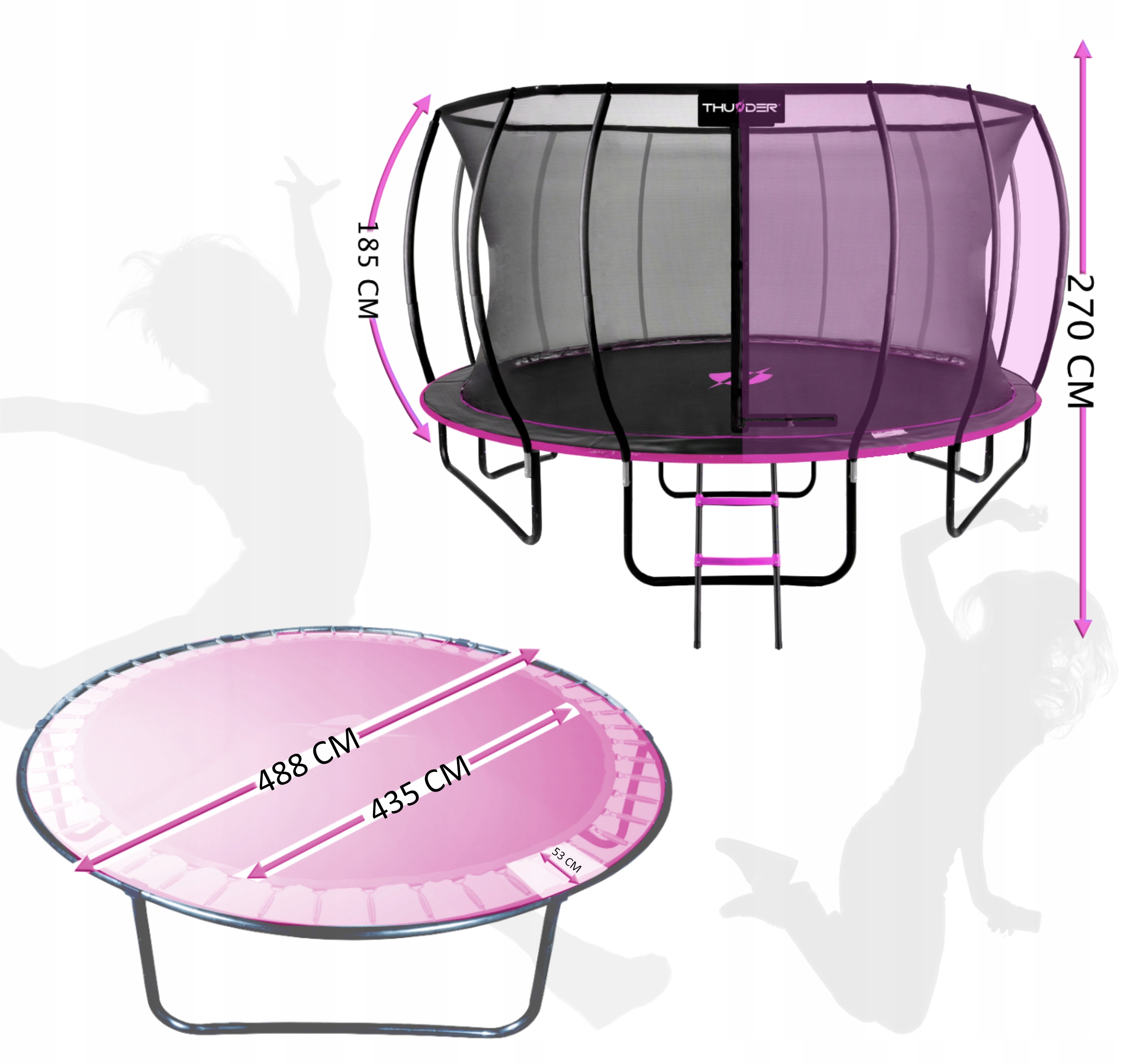 Trampolina do ogrodu OLBRZYMIA 488CM 16FT PROFESJONALNA z siatką wewnętrzną EAN (GTIN) 5904161755005