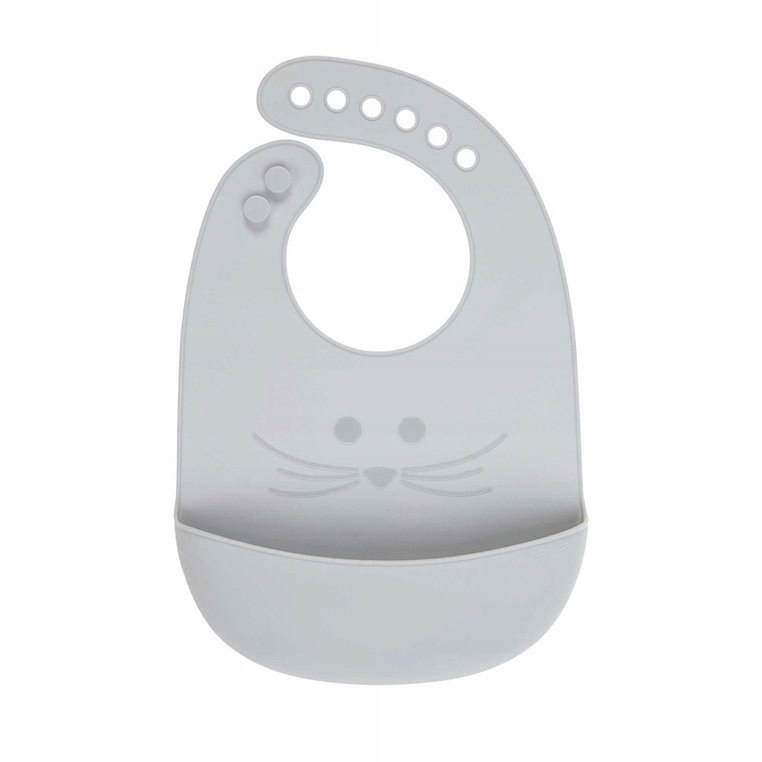 Lassig Śliniak silikonowy z kieszonką - szary