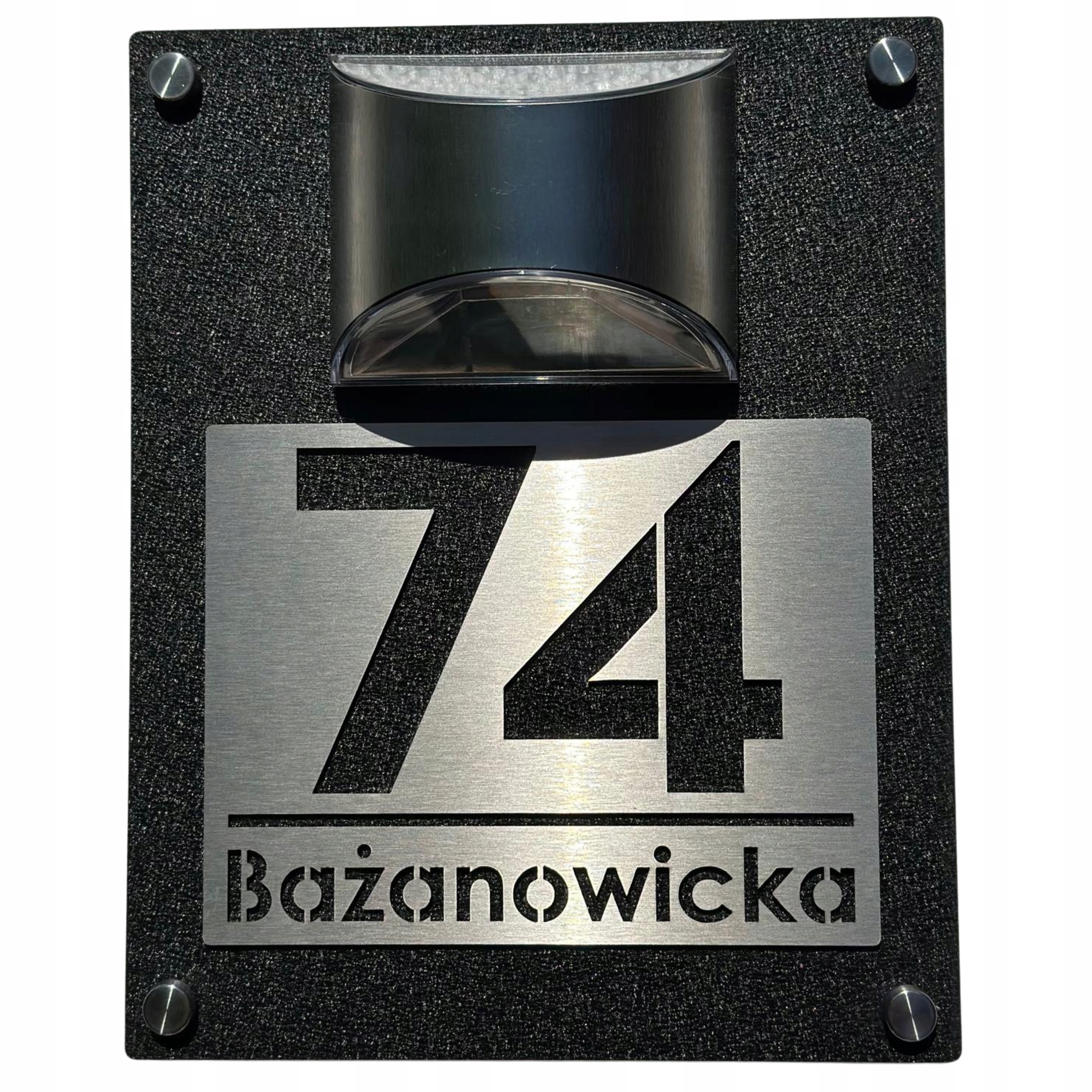 Tabulka s číslem domu Led solární – nerez, senzor soumraku, černá