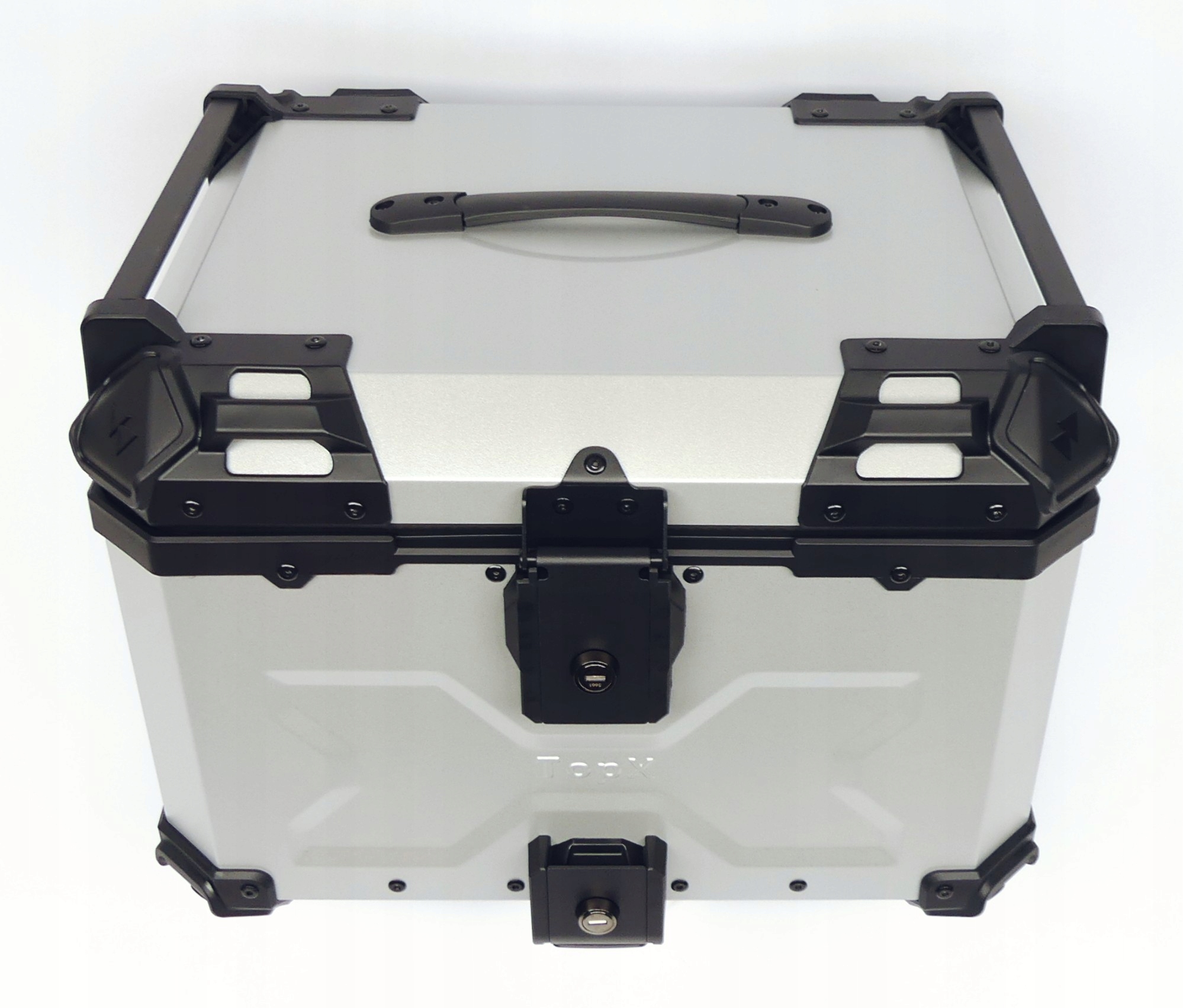 Motocyklový kufr hliníkový, centrální polstrování, kovová deska 55L TopX