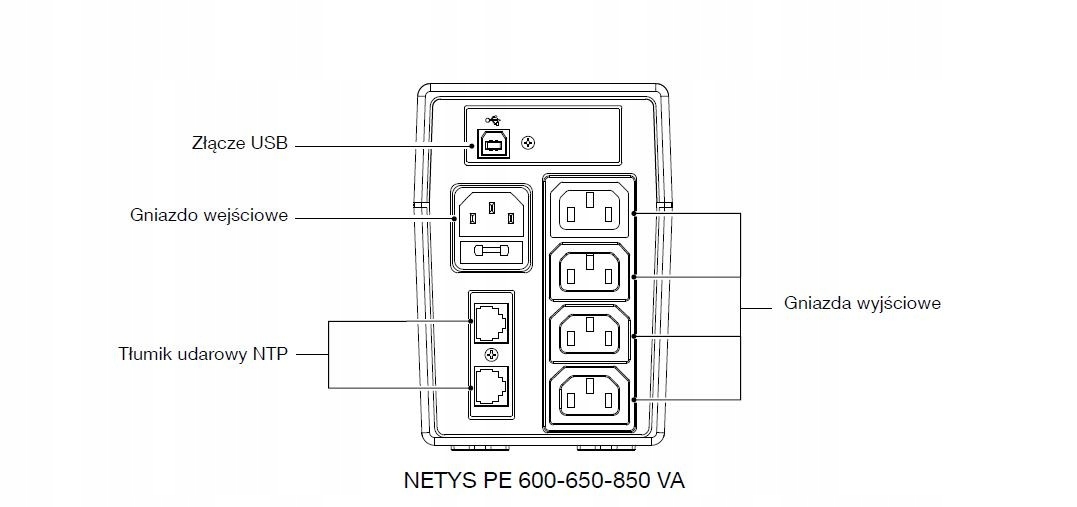 Ups Netys Pe 850VA/480W 230V/AVR/4XIEC 320,LED,