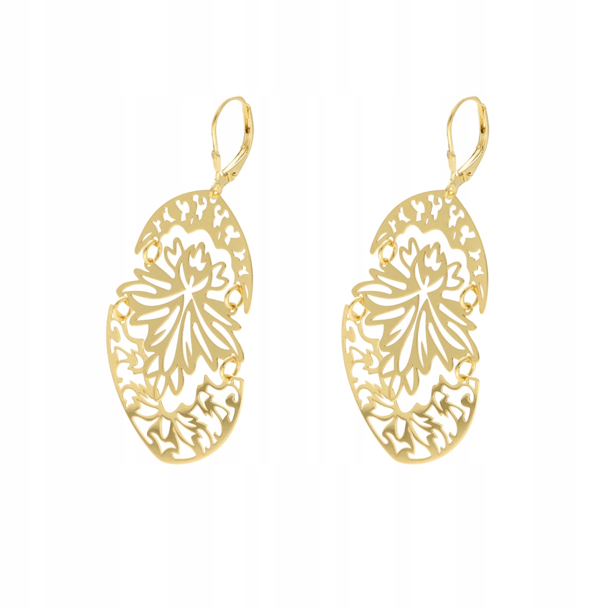 Efektní stříbrné náušnice ažurové náušnice boho, pozlacené