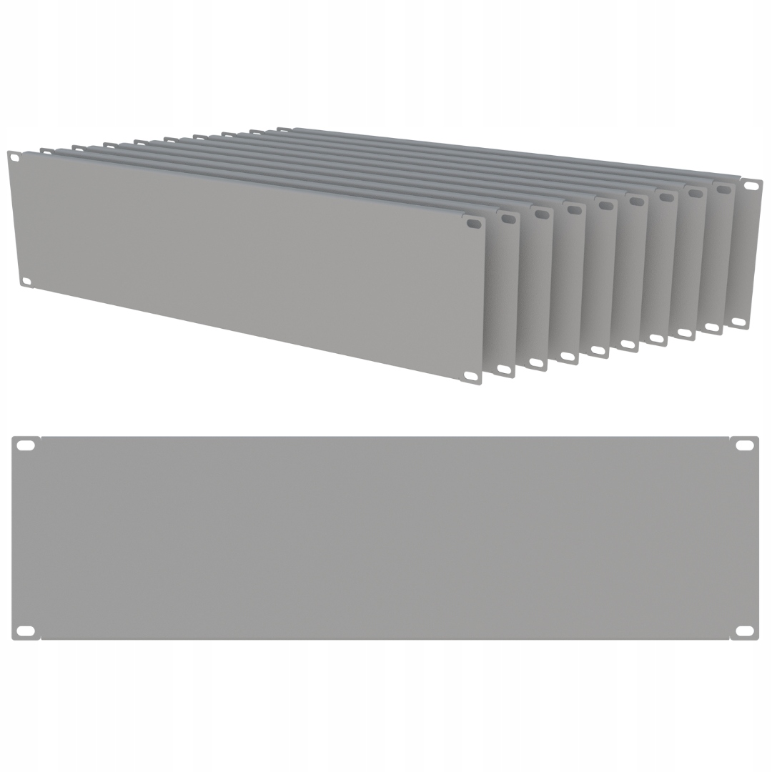 Sada 10 x Maskovač Rack 19" 3U Maskovací panel pro skříň Rack Šedá