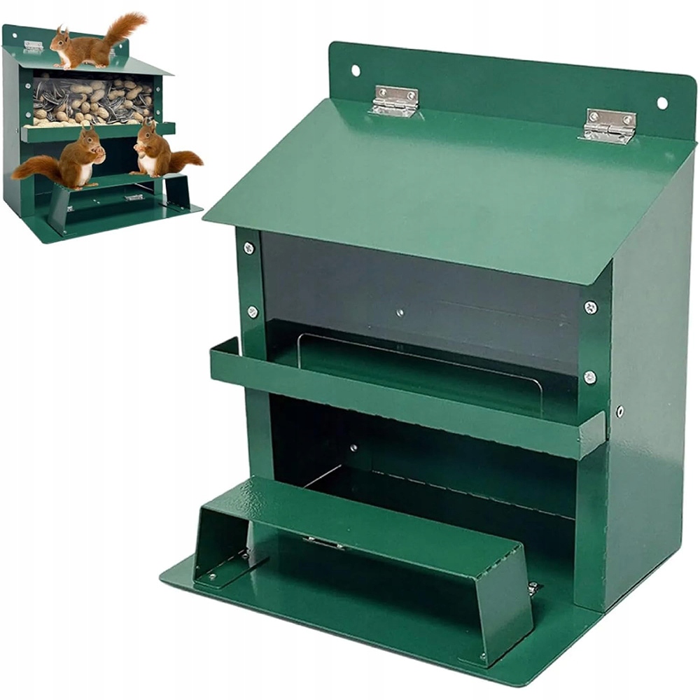 Levně Zahradní Krmítko Pro Veverky A Burunduky Zelené, Kovové, Průhledný
